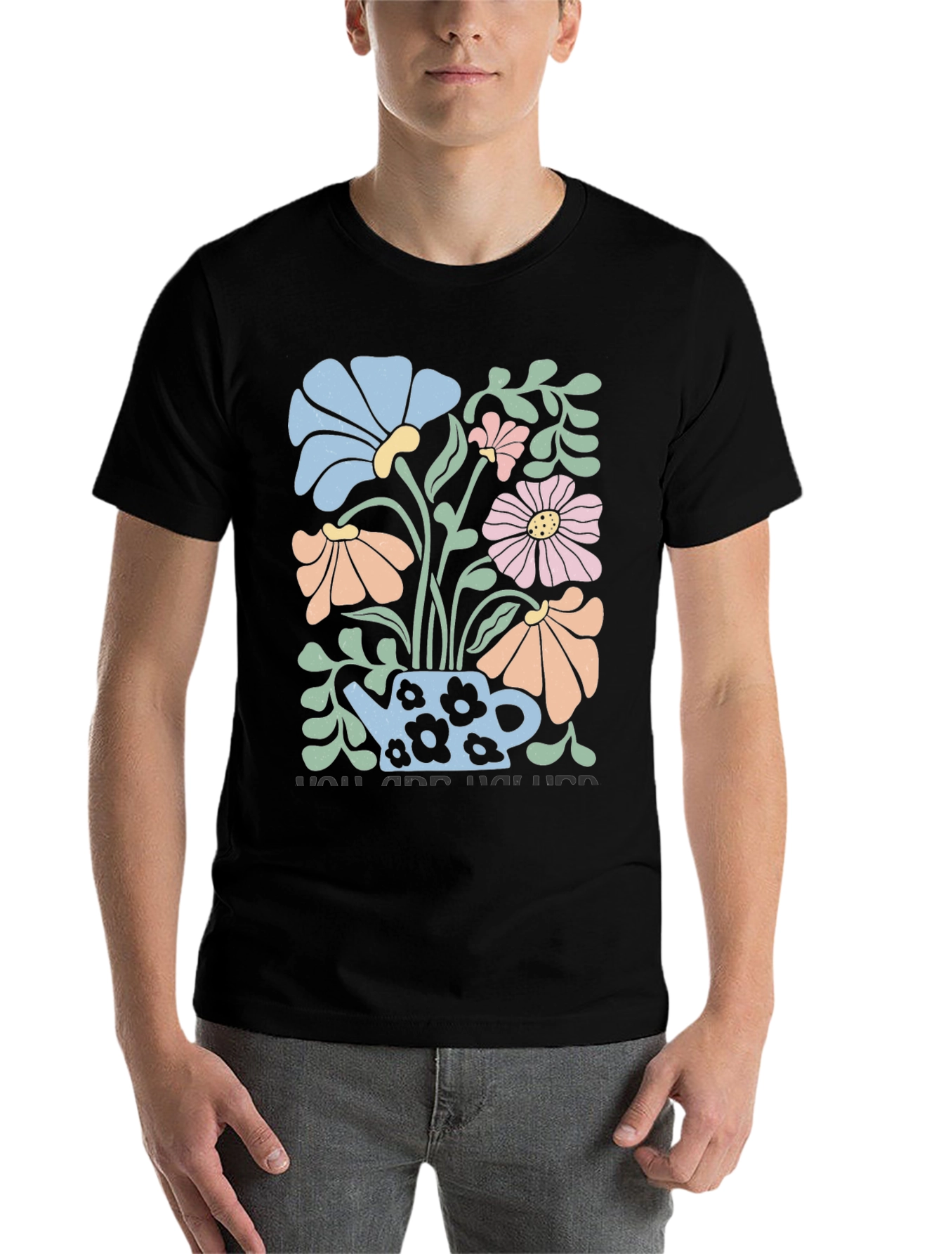 Black Floral Teapot Graphic T-Shirt view 7