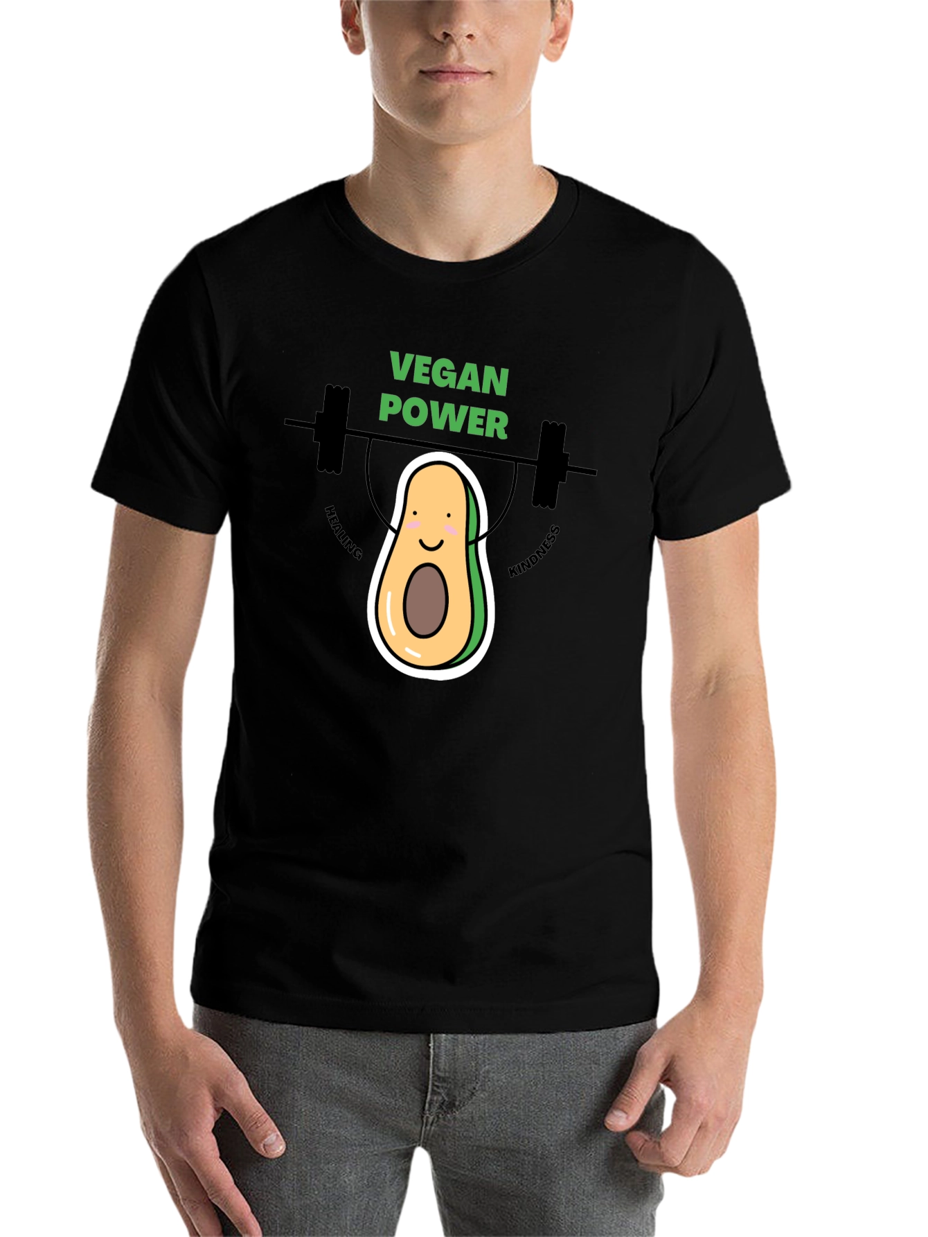 Black Vegan Power Avocado Graphic Tee view 7