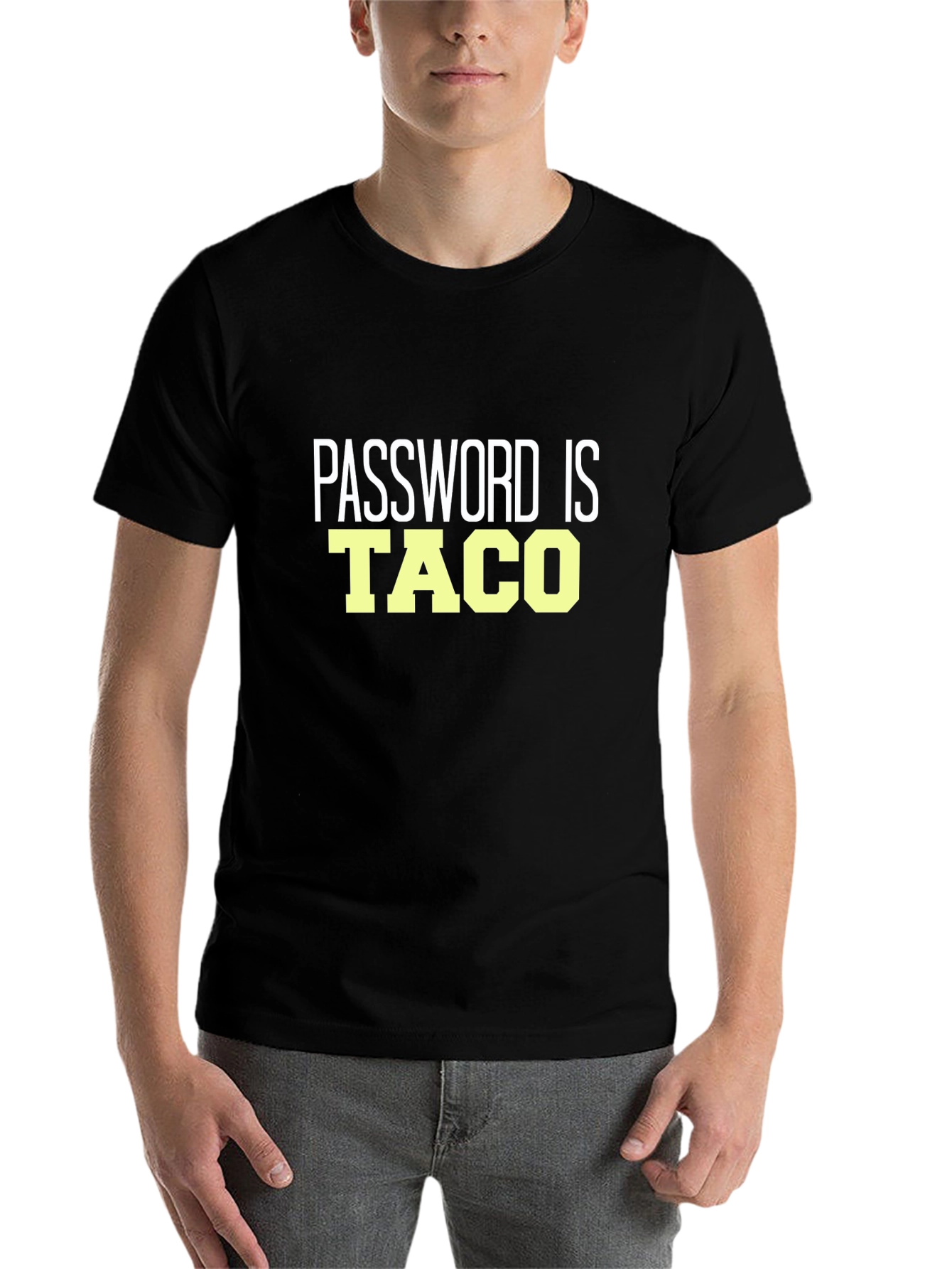 Black Password Is Taco T-Shirt - Funny Slogan Tee view 7