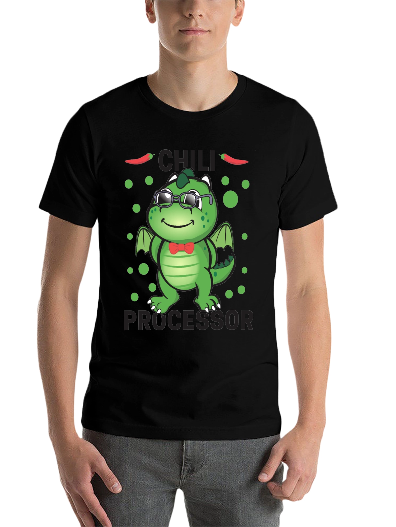 Black Chili Processor T-Shirt - Cute Dragon Design view 7