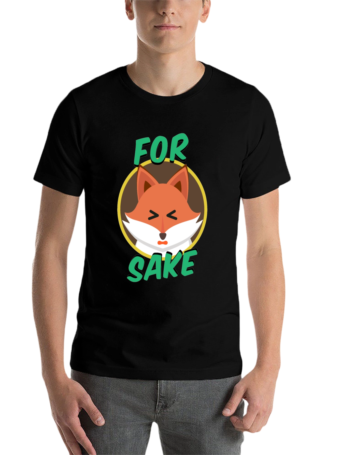 Black For Fox Sake T-Shirt - Quirky Animal Graphic Tee view 7