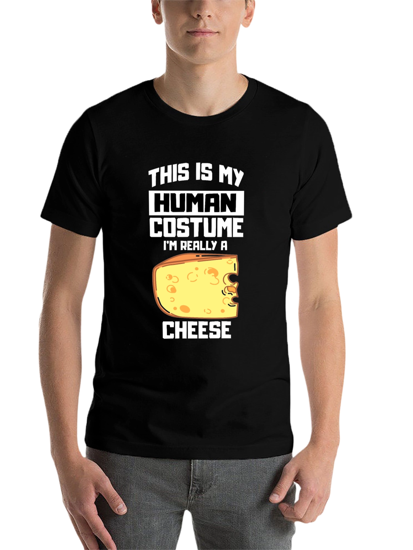 Black Human Costume I'm Really A Cheese T-Shirt view 7