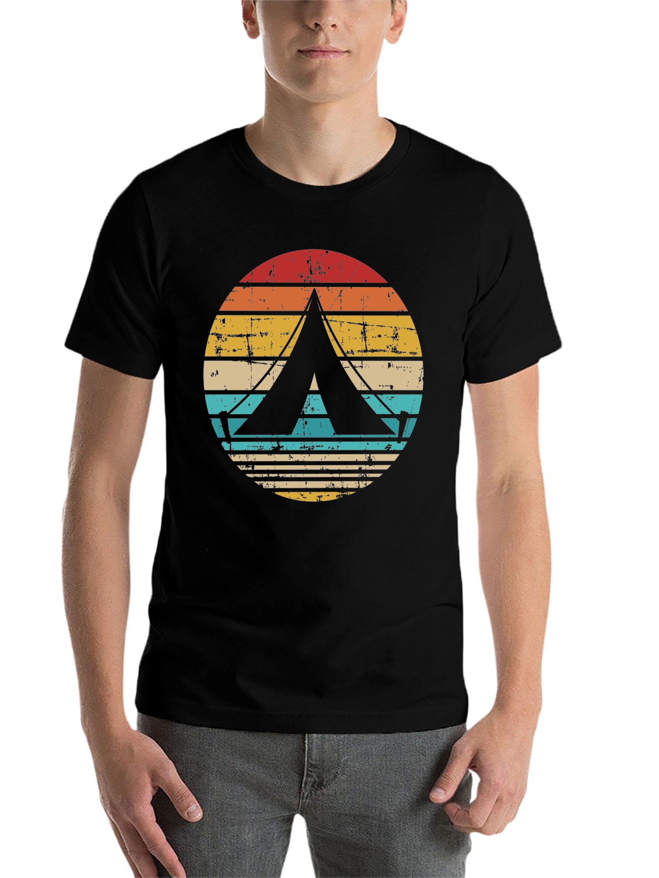 Black Vintage Camping Tent Graphic Tee view 7
