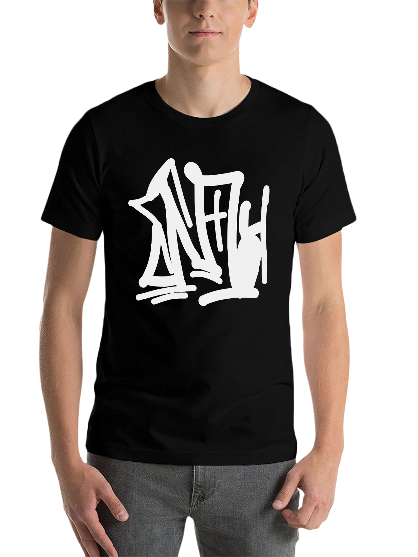 Black Black T-Shirt with White Graphic view 7