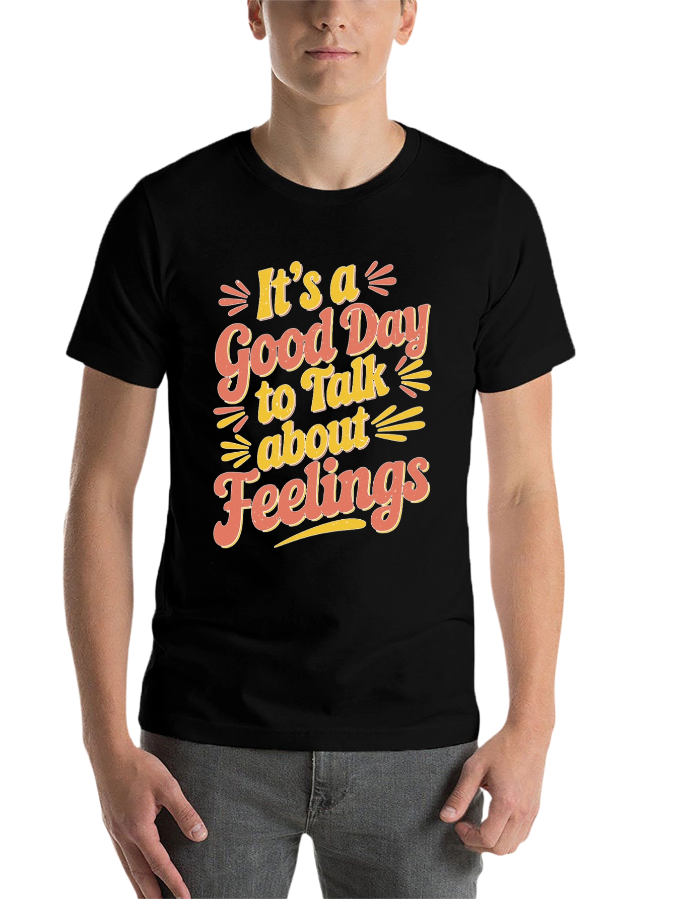 Black It's a Good Day to Talk About Feelings T-Shirt view 7