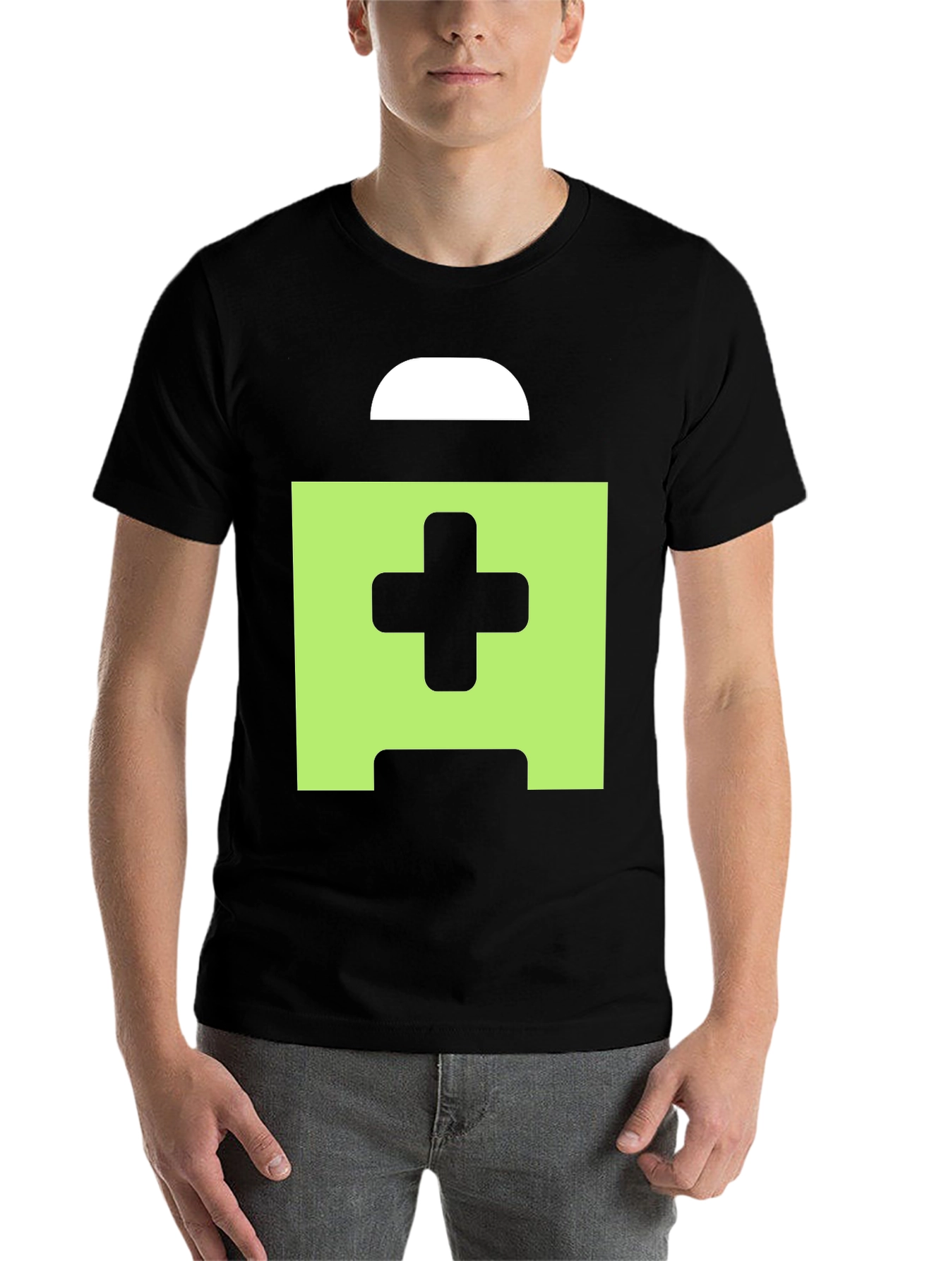 Black Pixelated Cross Graphic Black Tee Shirt view 7