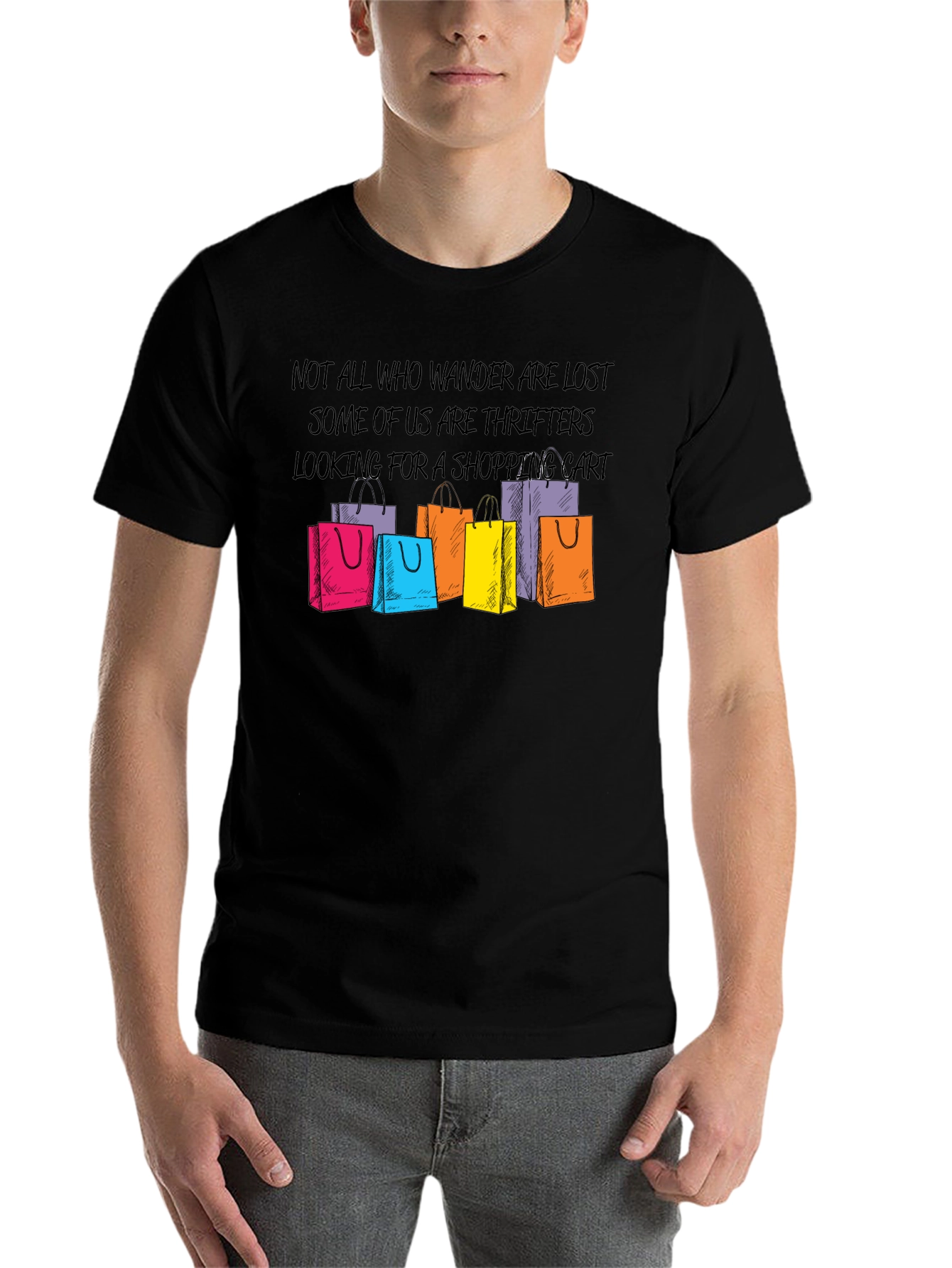 Black Thrifter Shopping Cart Graphic Tee view 7