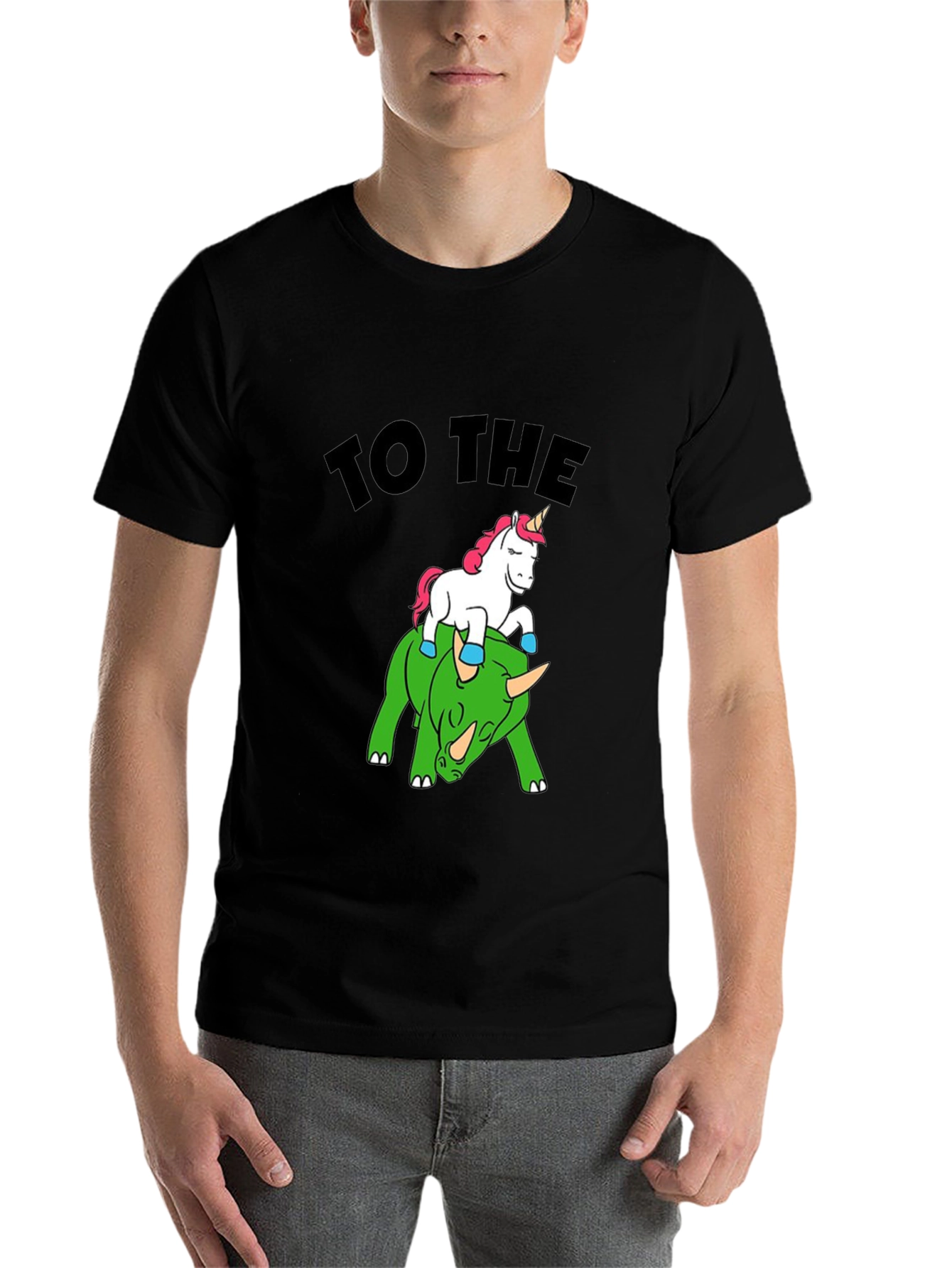Black Unicorn Riding Stegosaurus T-Shirt - Crypto Meme Tee view 7
