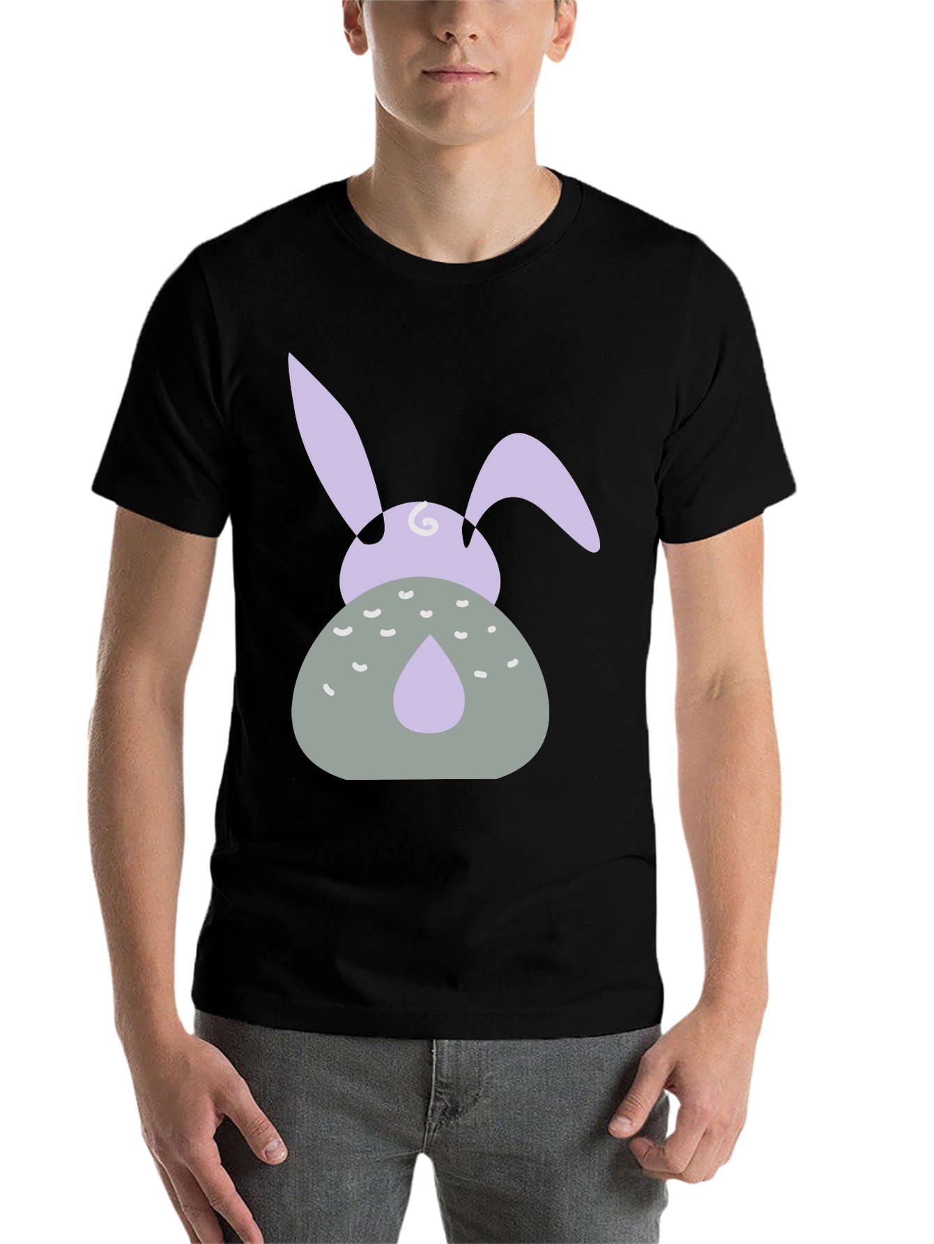 Black Easter Bunny Graphic Tee - Black view 7