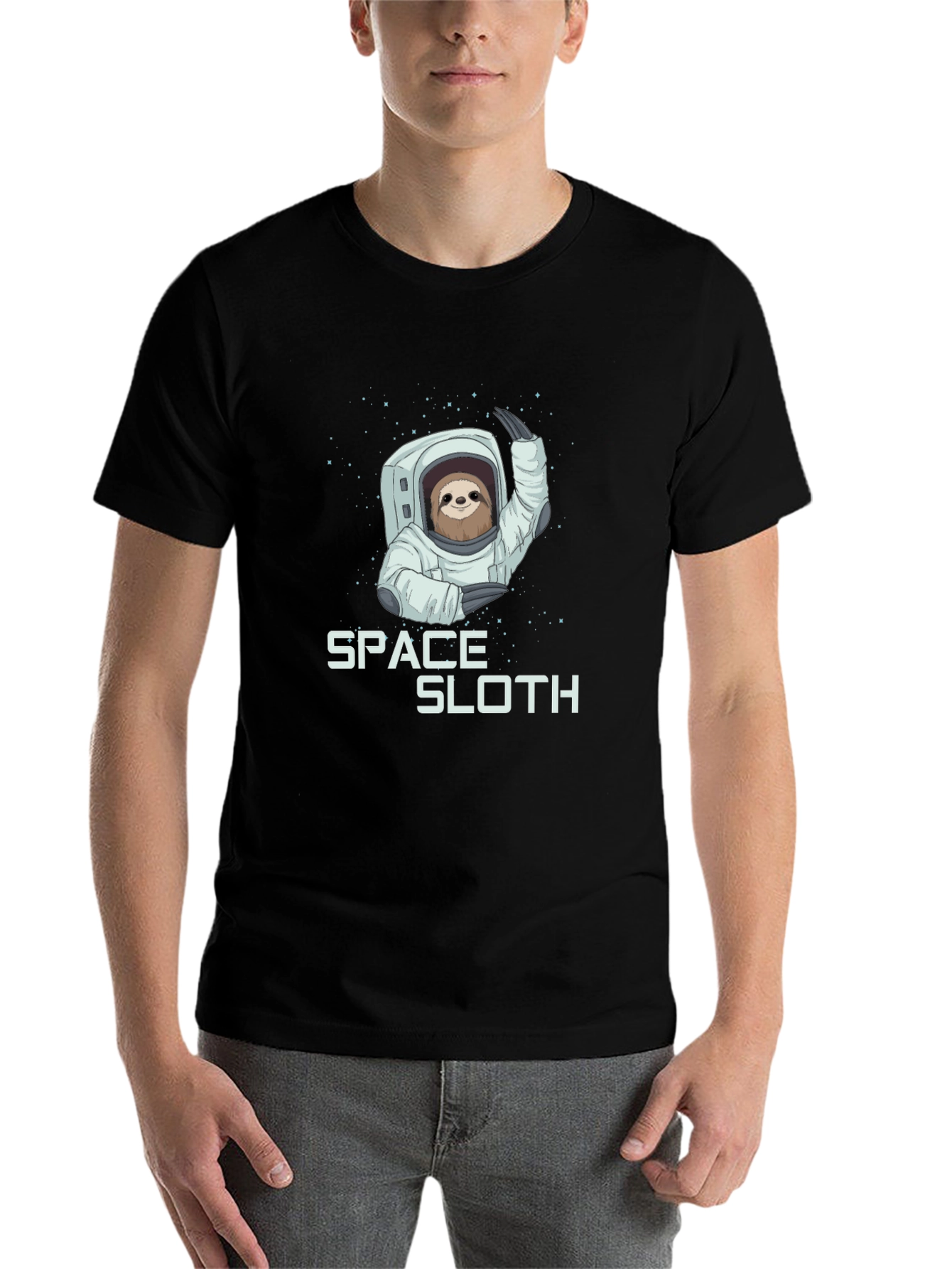 Black Space Sloth Graphic Tee - Black Cotton Blend view 7