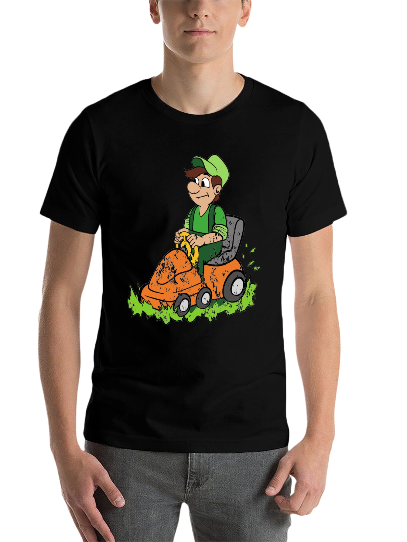 Black Lawn Mowing Luigi Graphic Tee - Black Cotton Blend view 7