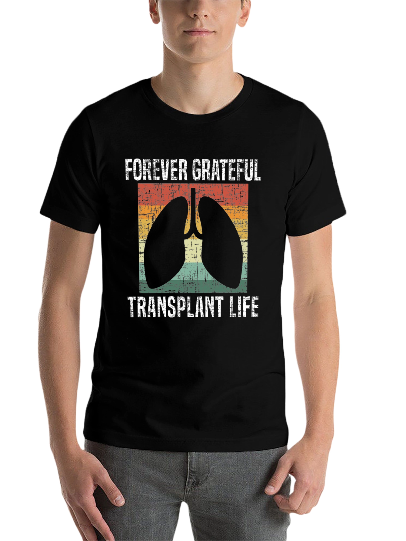 Black Forever Grateful Transplant Life T-Shirt view 7