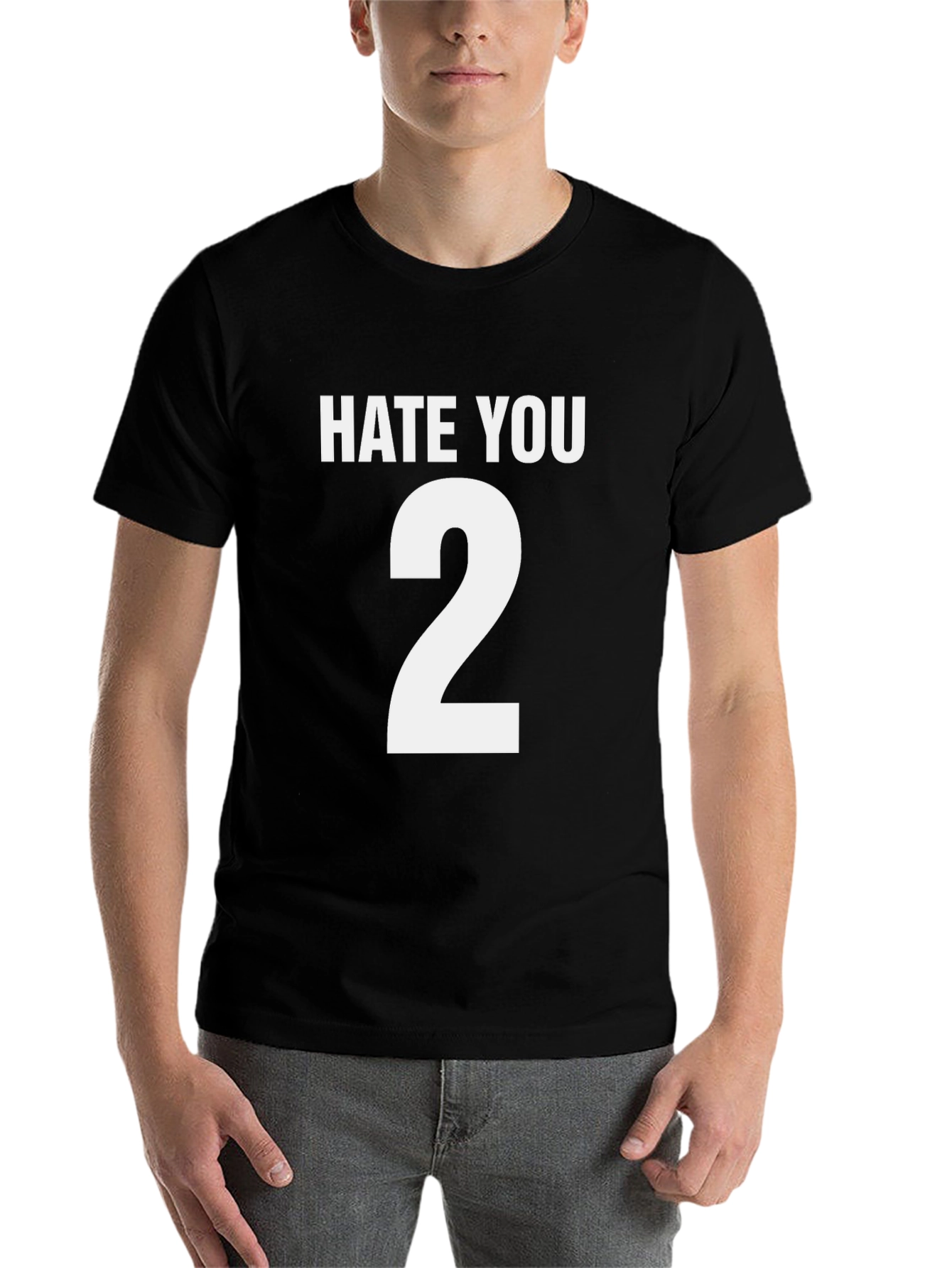 Black Hate You 2 Graphic Tee - Black Cotton Blend view 7