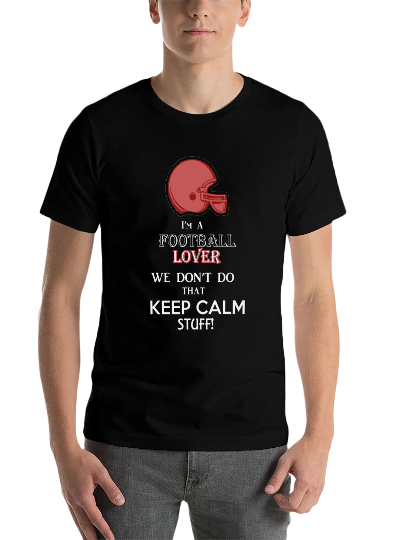 Black Football Lover Graphic Tee - Keep Calm Style view 7