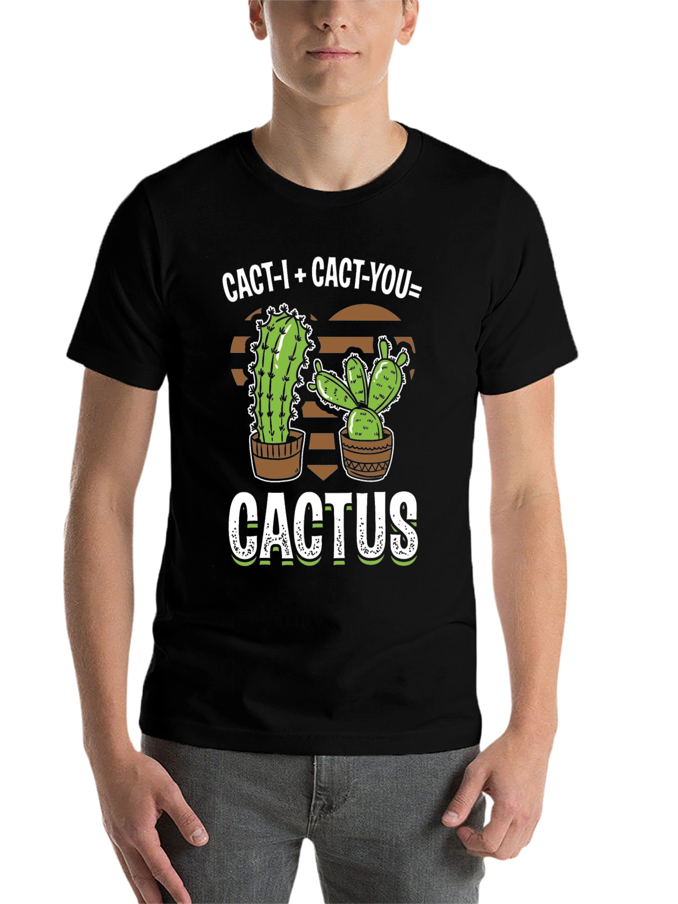 Black Cactus Graphic T-Shirt - "Cact-I + Cact-You = Cactus" view 7