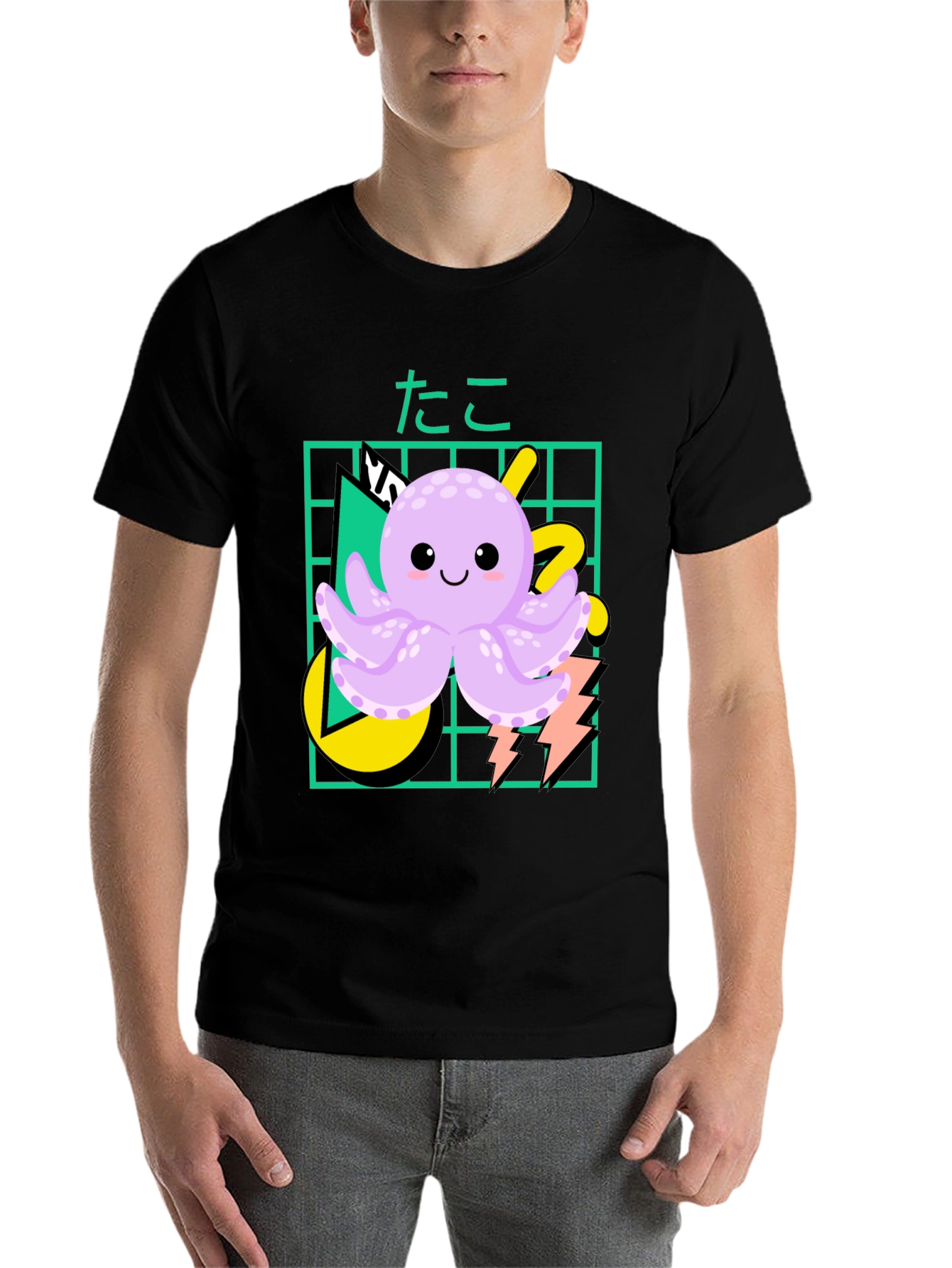 Black Kawaii Octopus Graphic Tee view 7