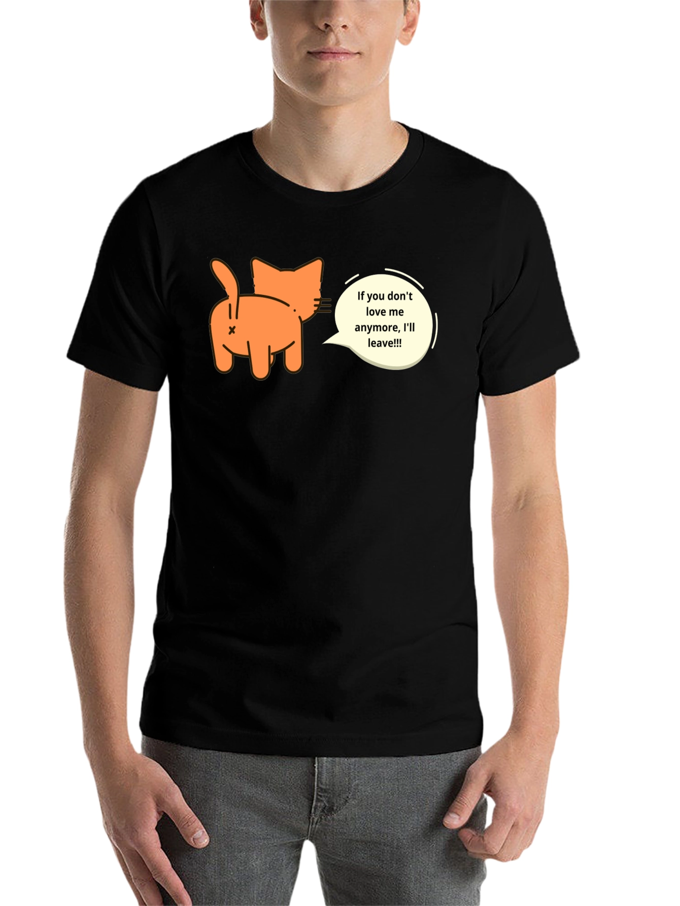 Black Funny Cat Butt Black T-Shirt - If You Don't Love Me! view 7