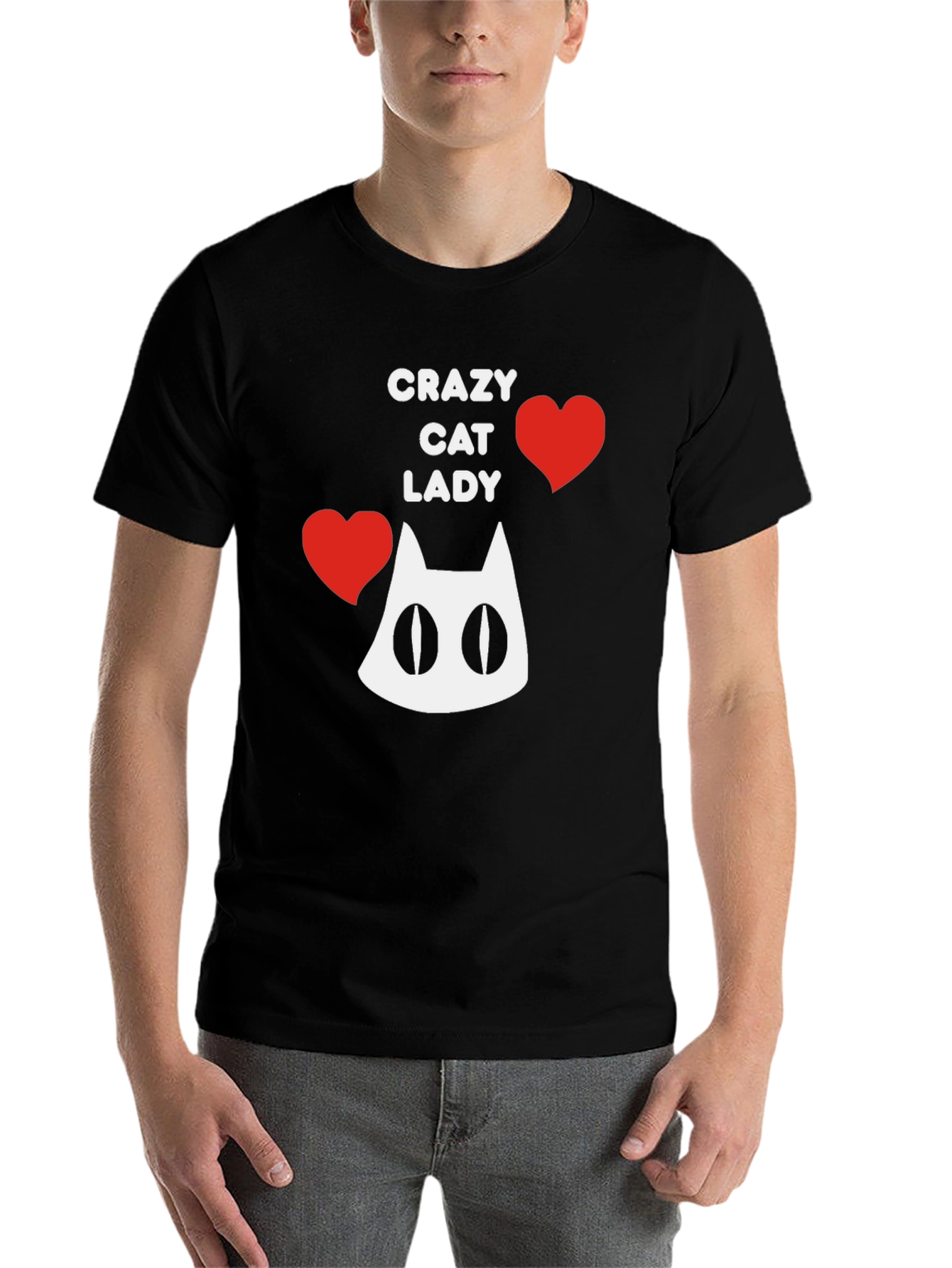 Black Crazy Cat Lady T-Shirt - Fun Novelty Tee view 7