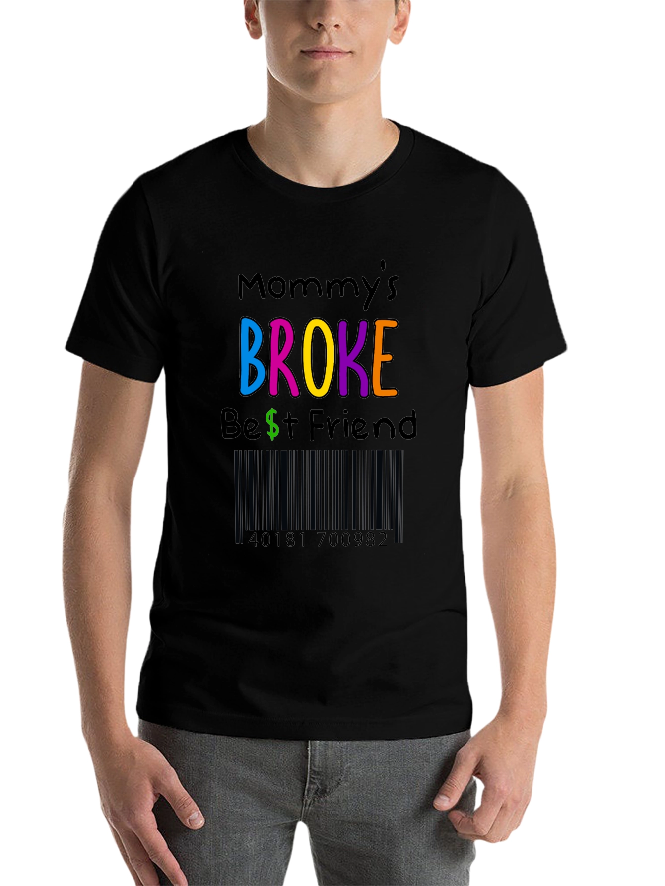 Black Mommy's Broke Best Friend Novelty T-Shirt view 7