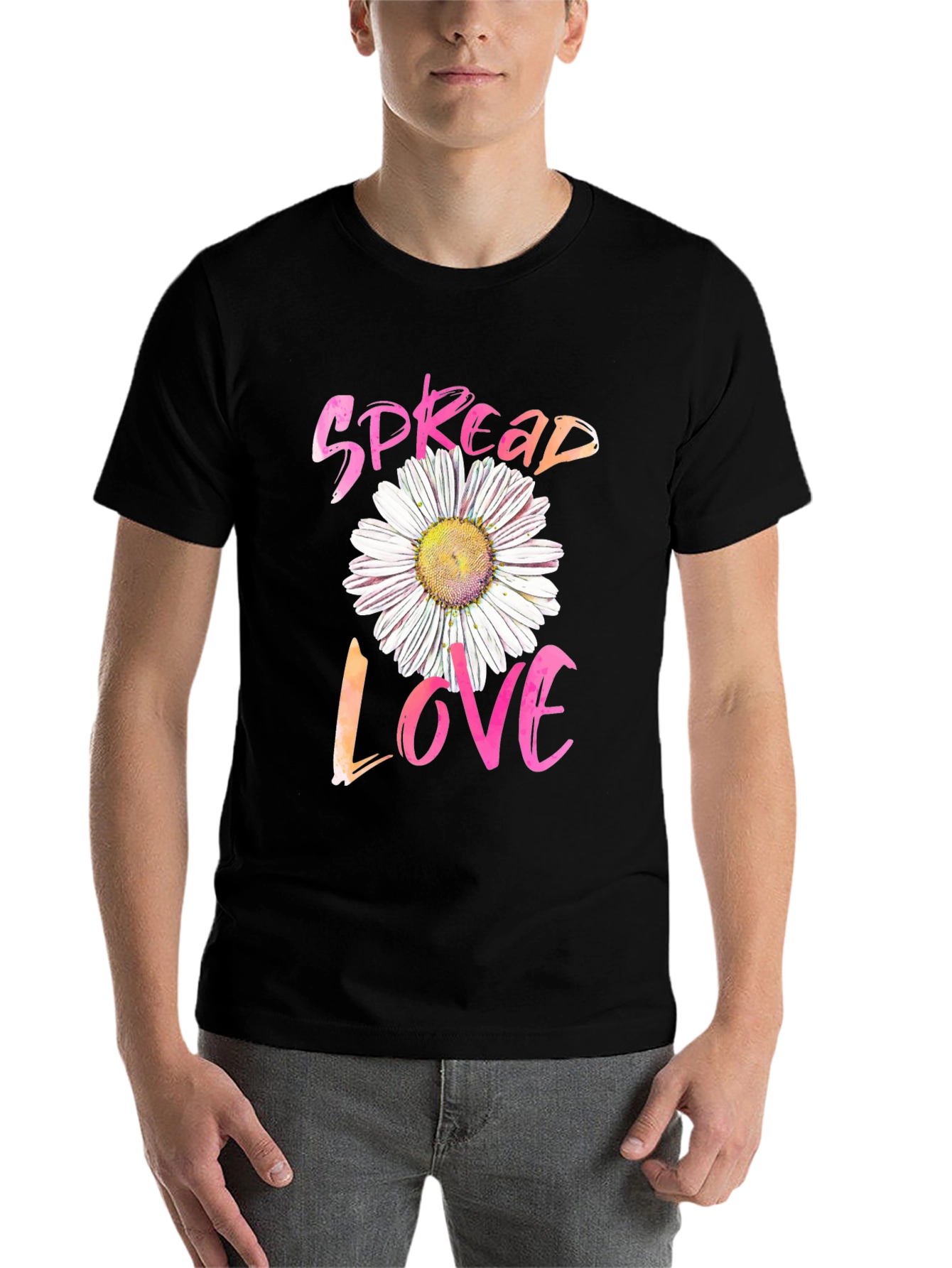 Black Spread Love Daisy Graphic Tee view 7