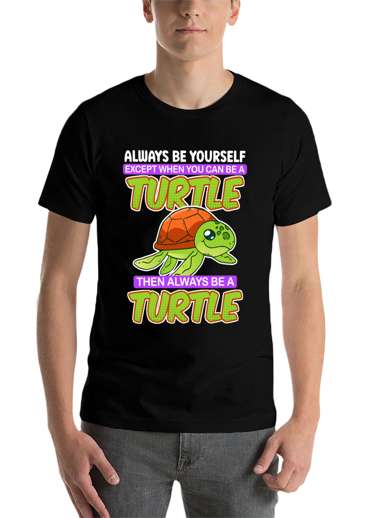 Black Funny Turtle T-Shirt - Always Be Yourself view 7
