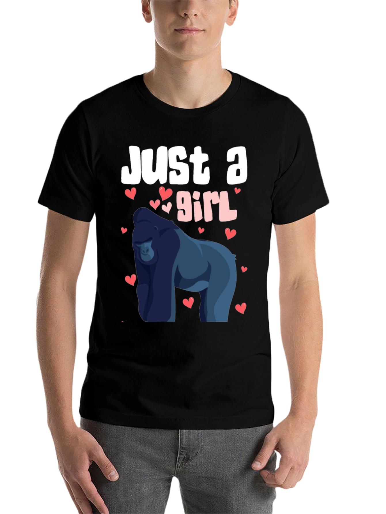 Black Just a Girl Who Loves Gorillas T-Shirt view 7