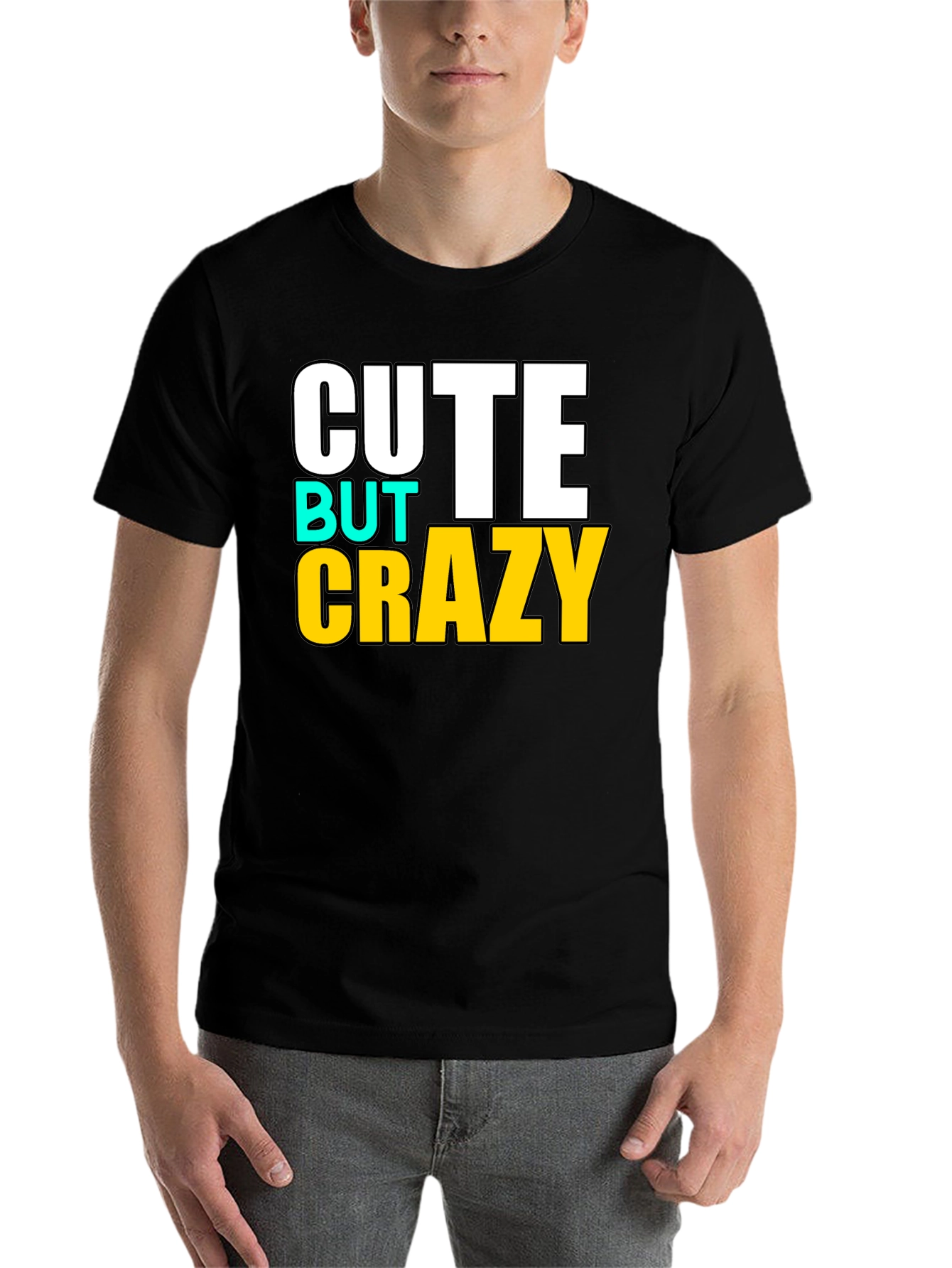 Black Cute But Crazy Graphic T-Shirt - Black view 7