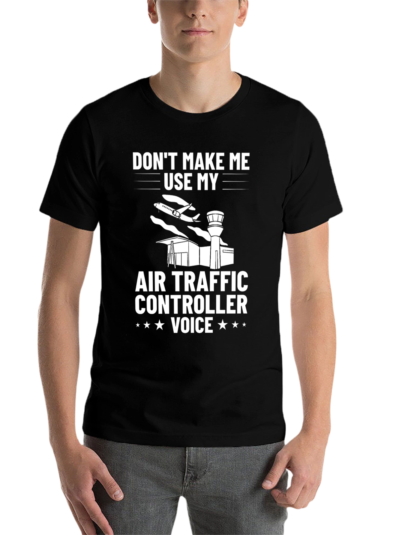 Black Air Traffic Controller Voice T-Shirt - Funny Aviation Tee view 7