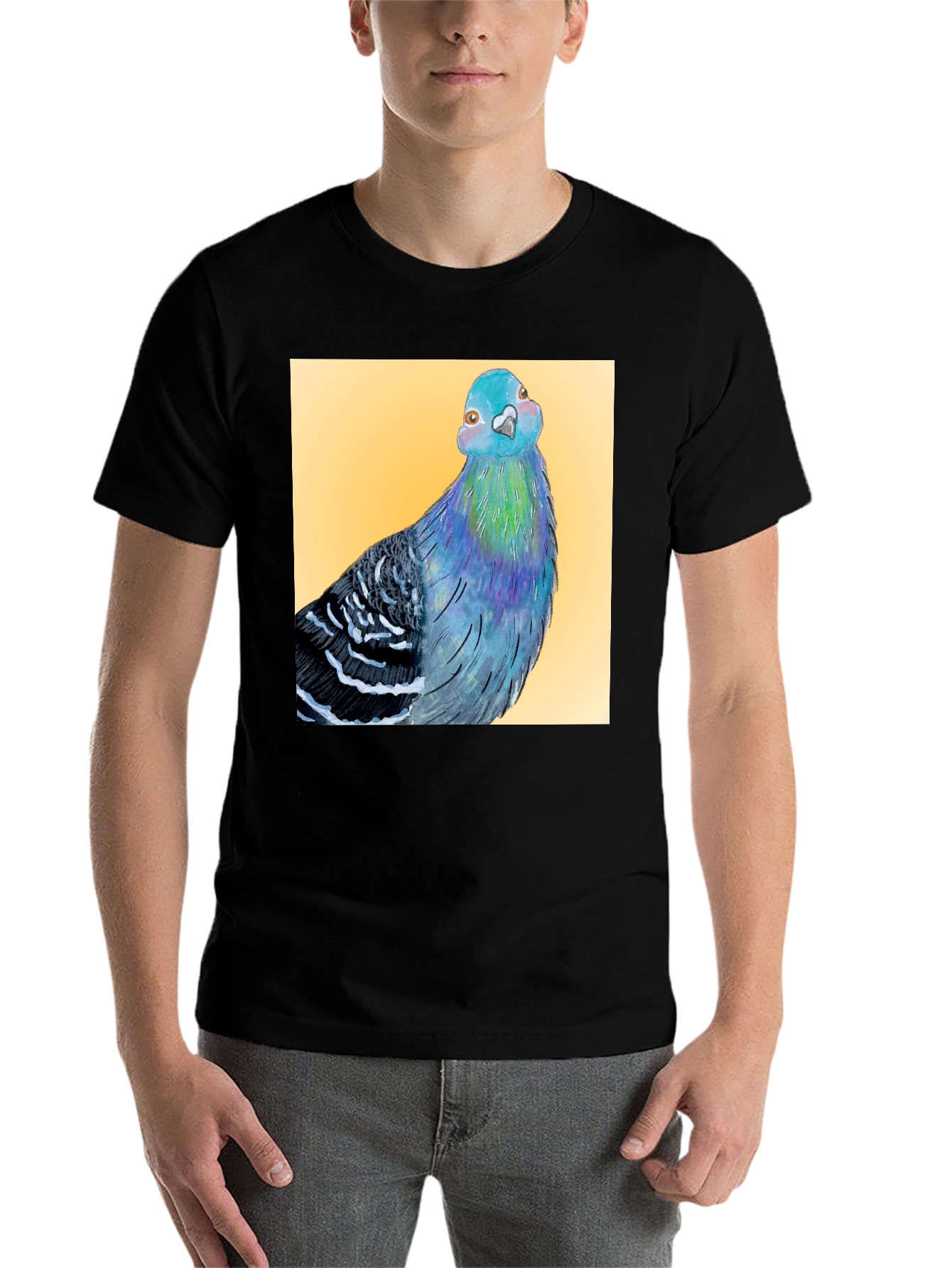 Black Pigeon Graphic T-Shirt - Unique Bird Art Tee view 7