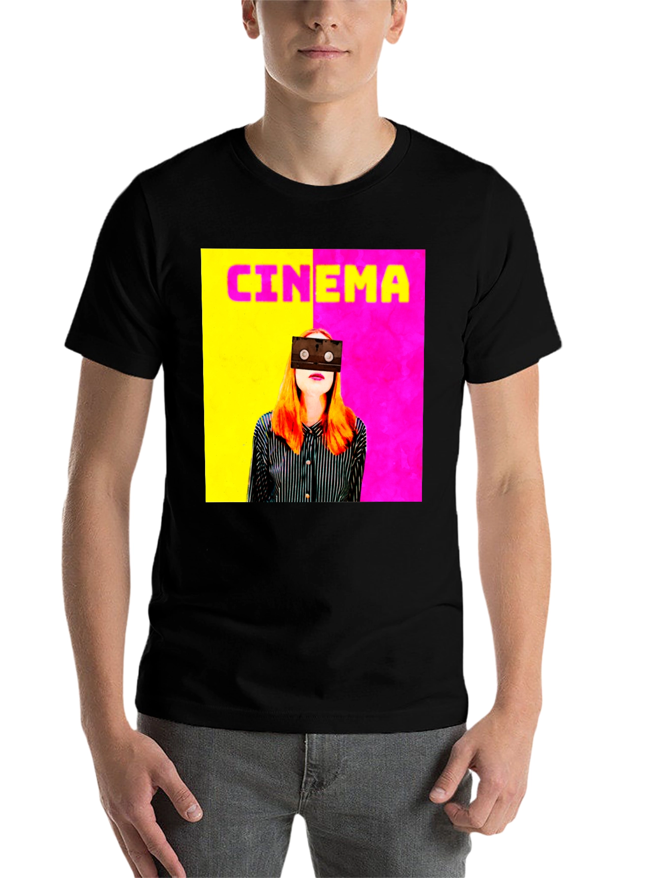Black Cinema Graphic Tee - Retro Film T-Shirt view 7