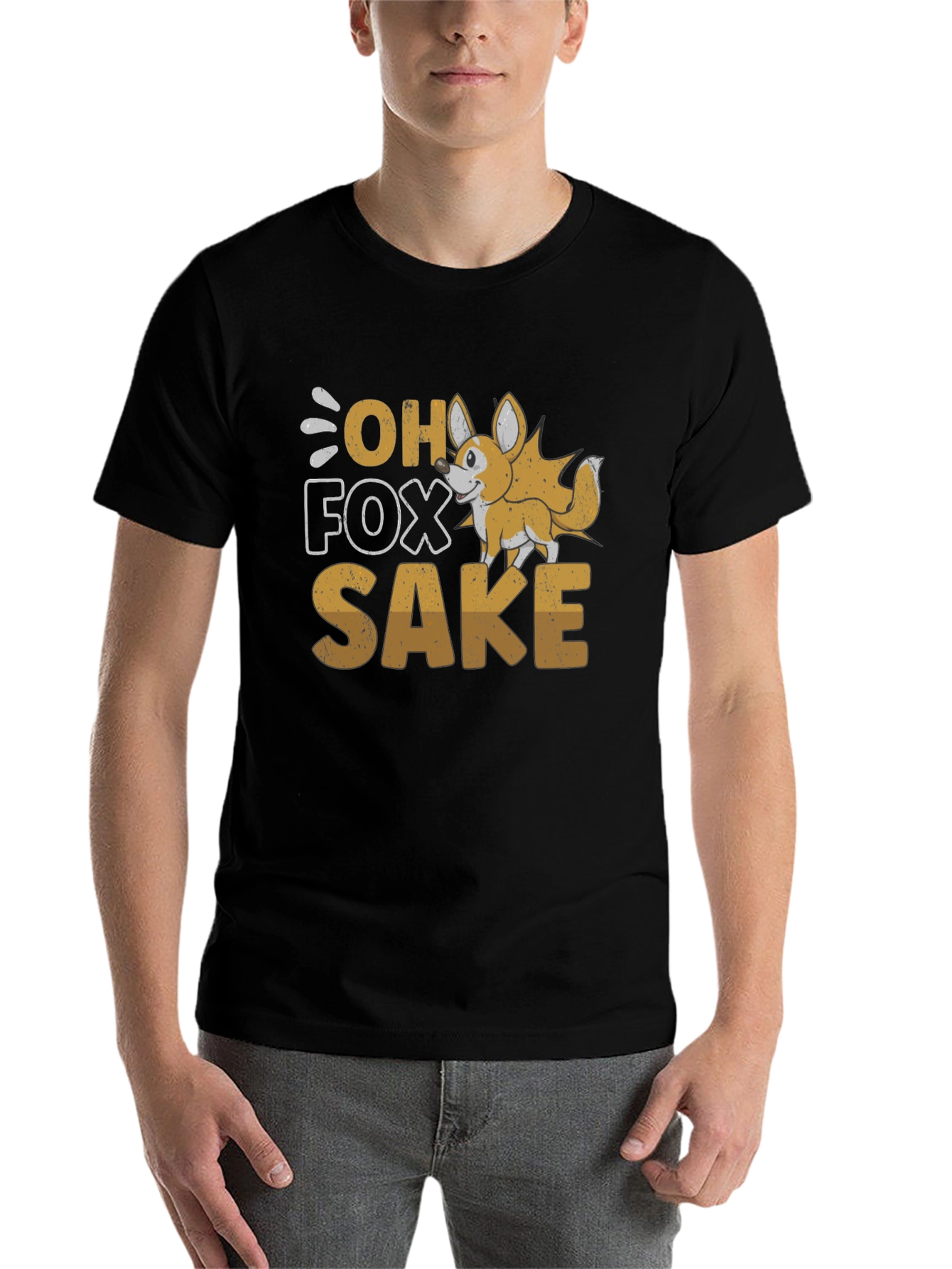 Black Oh Fox Sake Funny T-Shirt view 7