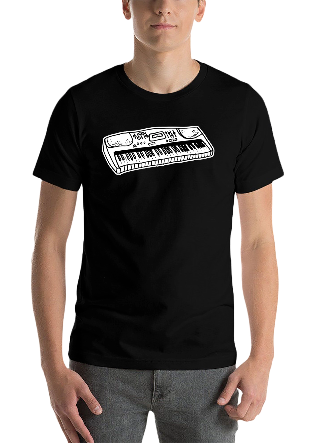 Black Keyboard Graphic Tee - Music Lover Shirt view 7