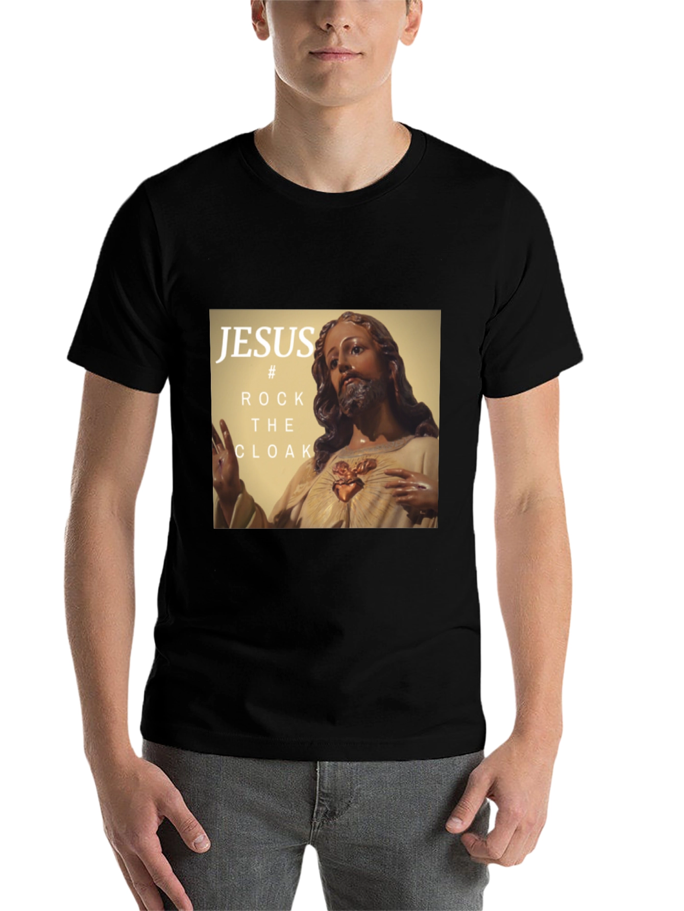 Black Jesus Rock the Cloak Graphic T-Shirt view 7