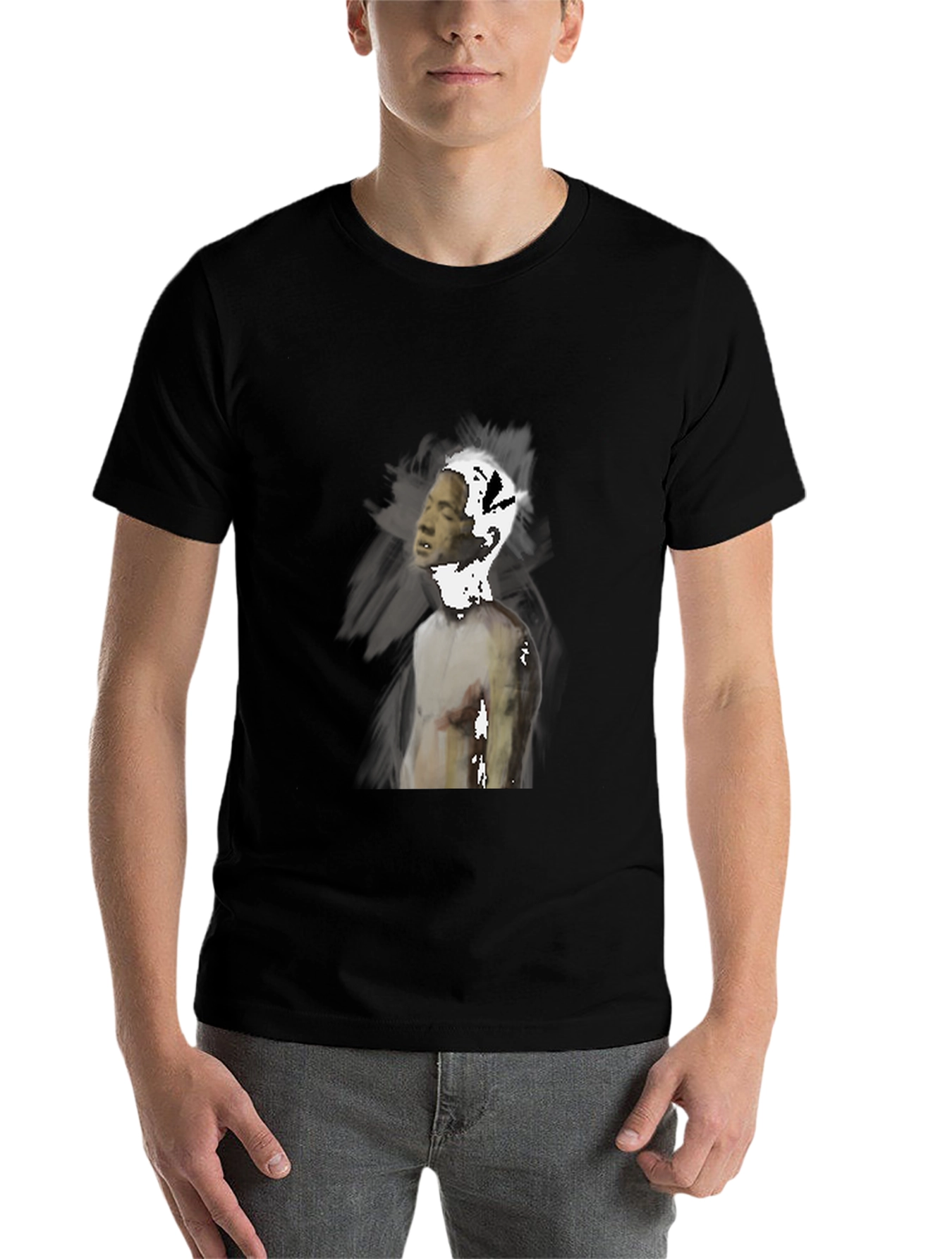 Black Abstract Graphic Black T-Shirt view 7