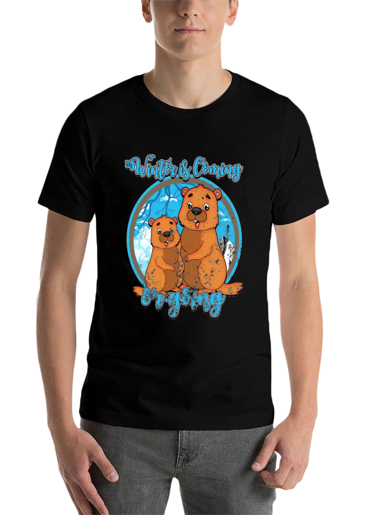 Black Winter is Coming Groundhog T-Shirt view 7
