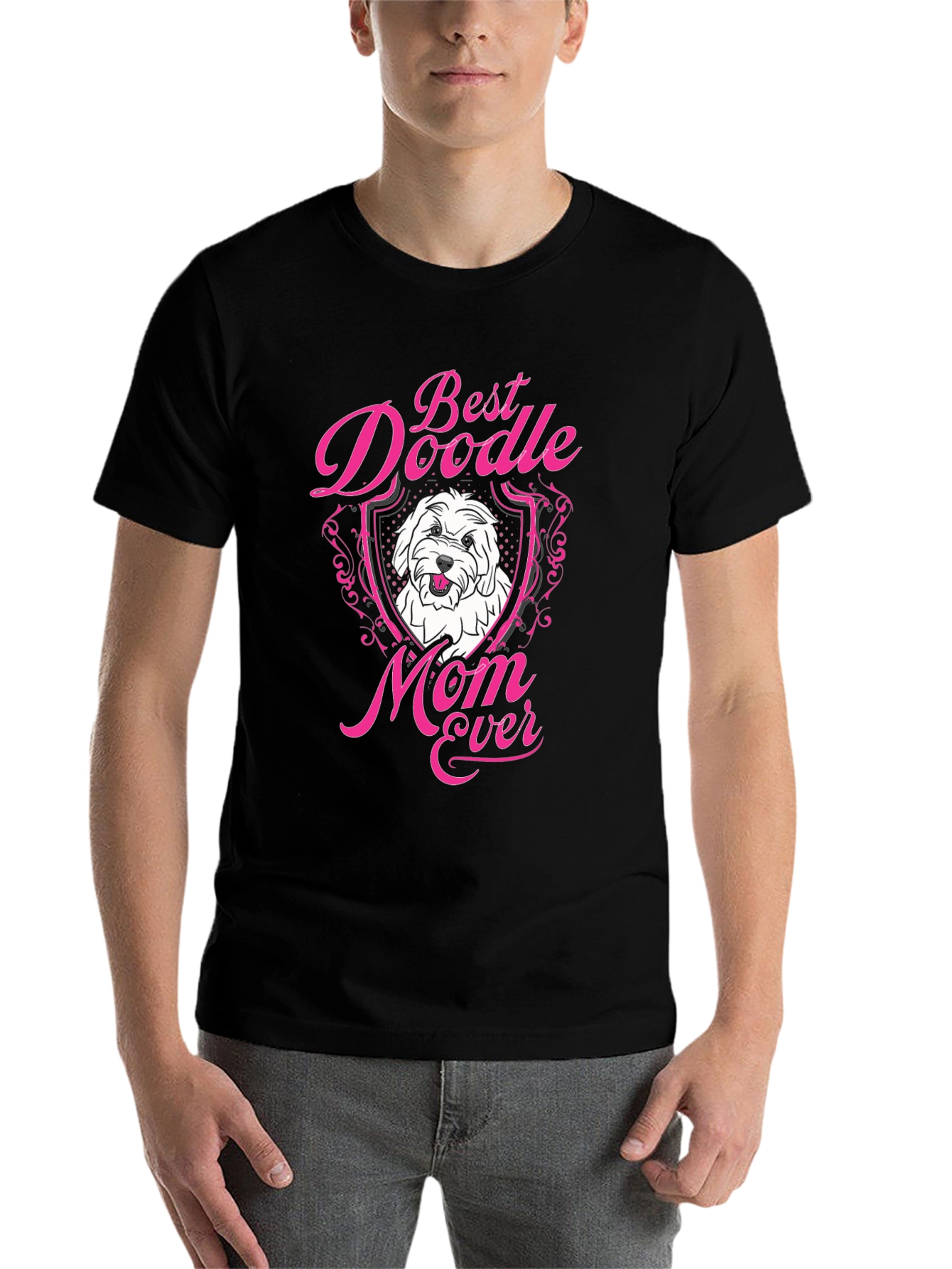 Black Best Doodle Mom Ever Black T-Shirt view 7
