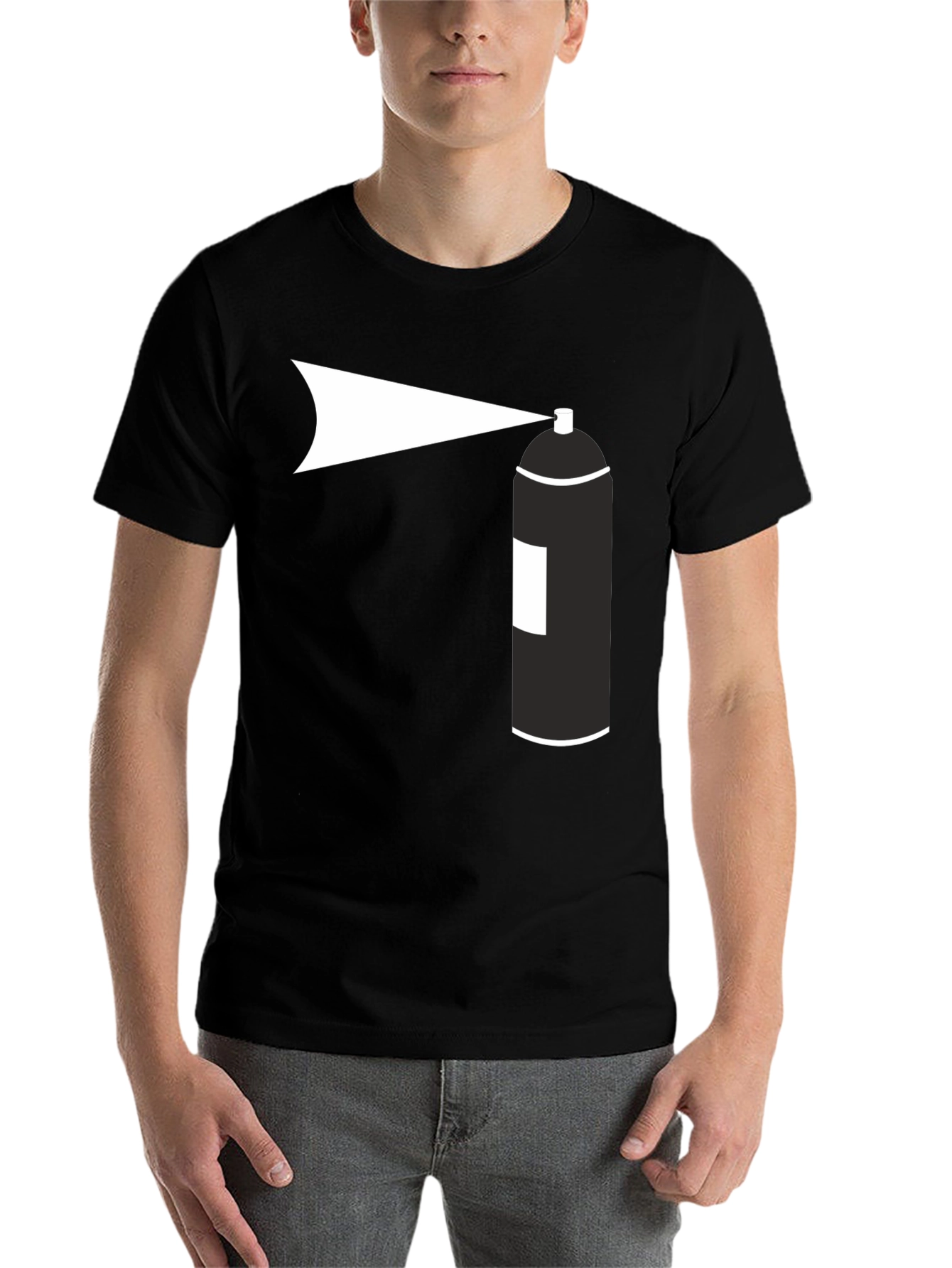Black Spray Paint Graphic Tee - Black Cotton T-Shirt view 7