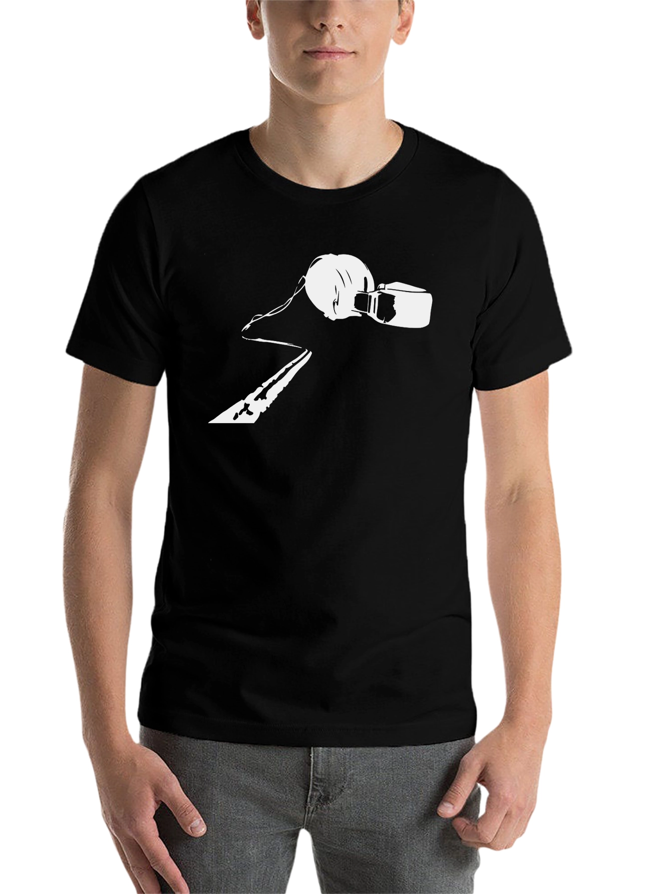 Black Retro Music T-Shirt - DJ Headphones & Cassette Design view 7