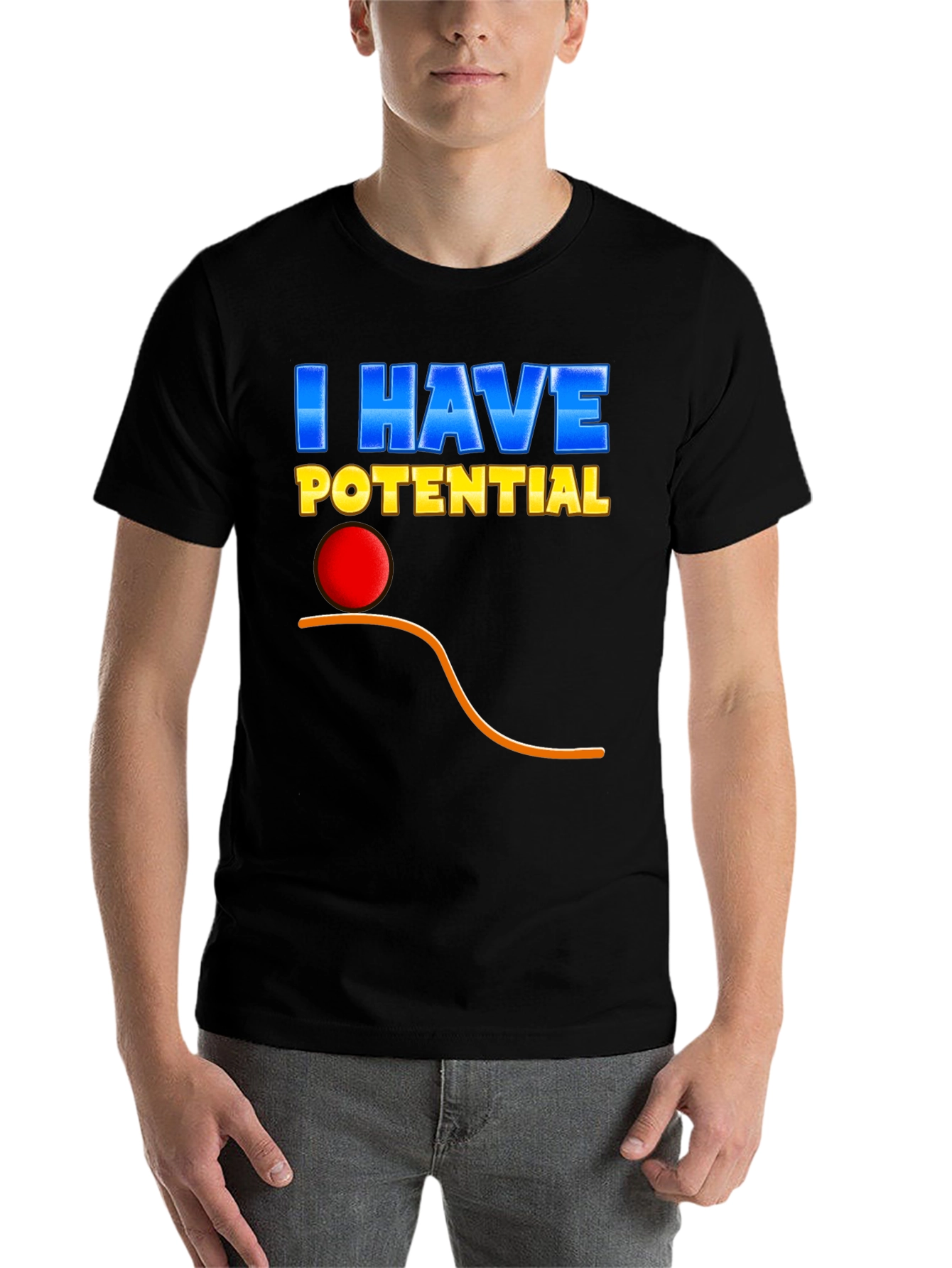 Black I Have Potential T-Shirt - Physics Pun Tee view 7
