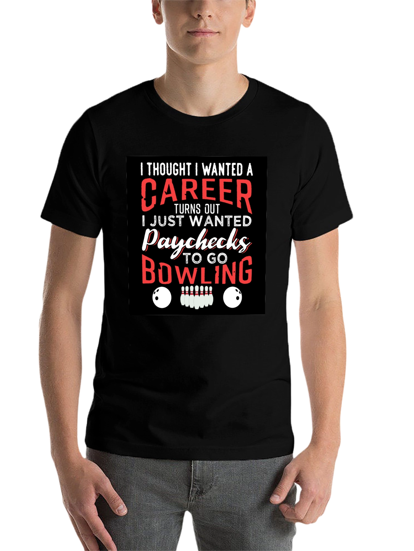 Black Bowling Paychecks Graphic T-Shirt view 7