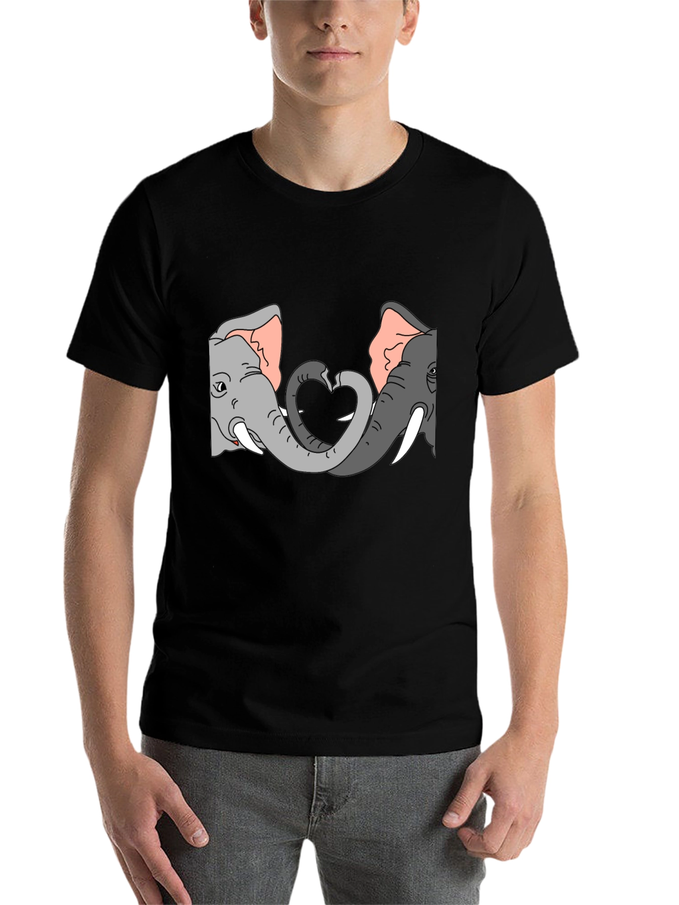 Black Elephant Love Heart Graphic Tee - Black view 7