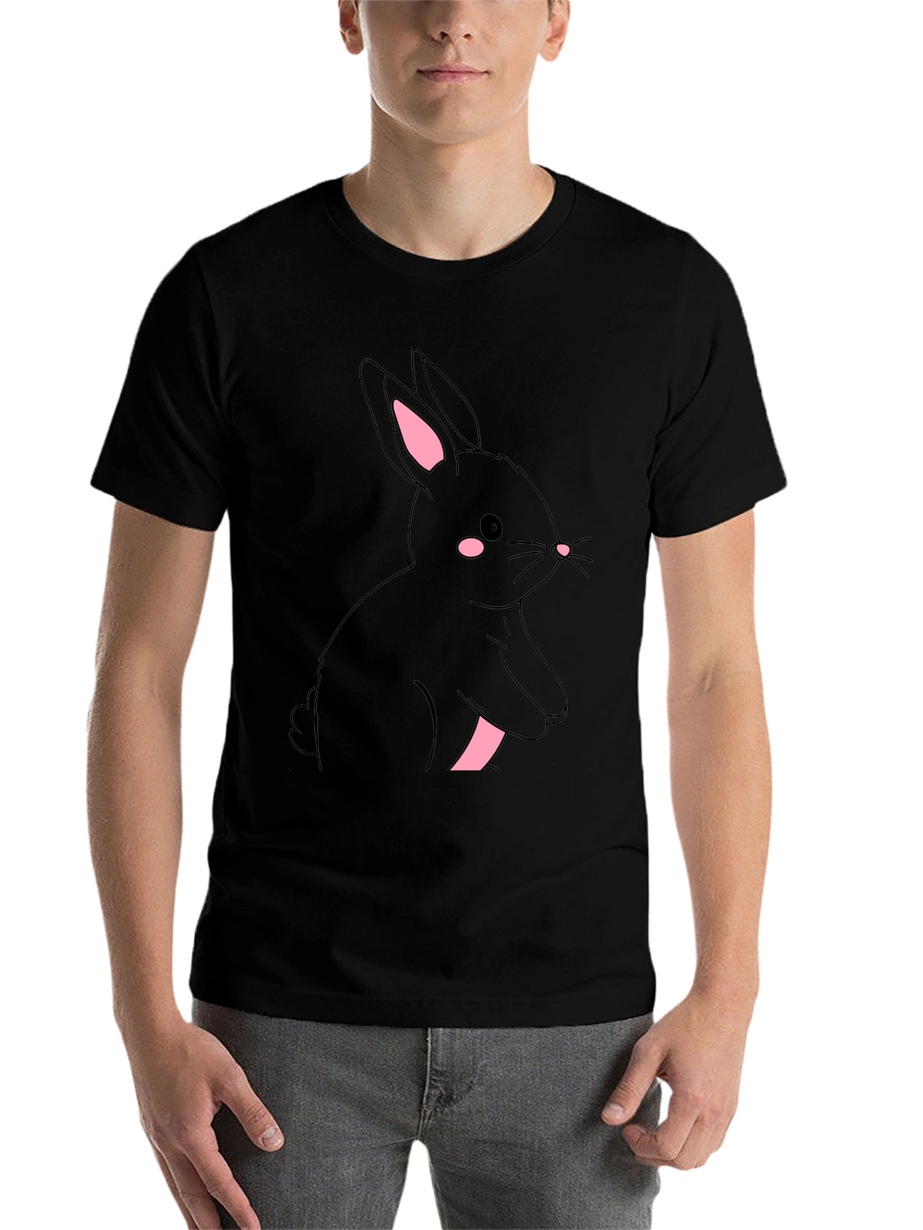 Black Black Rabbit Graphic Tee - Cute & Stylish view 7