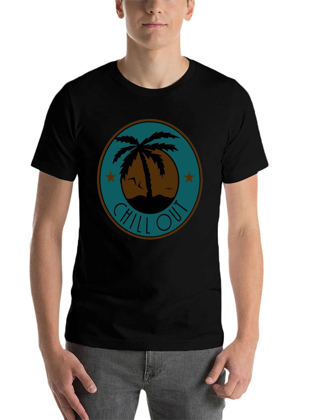 Black Chill Out Palm Tree Graphic Tee - Relaxed Fit view 7