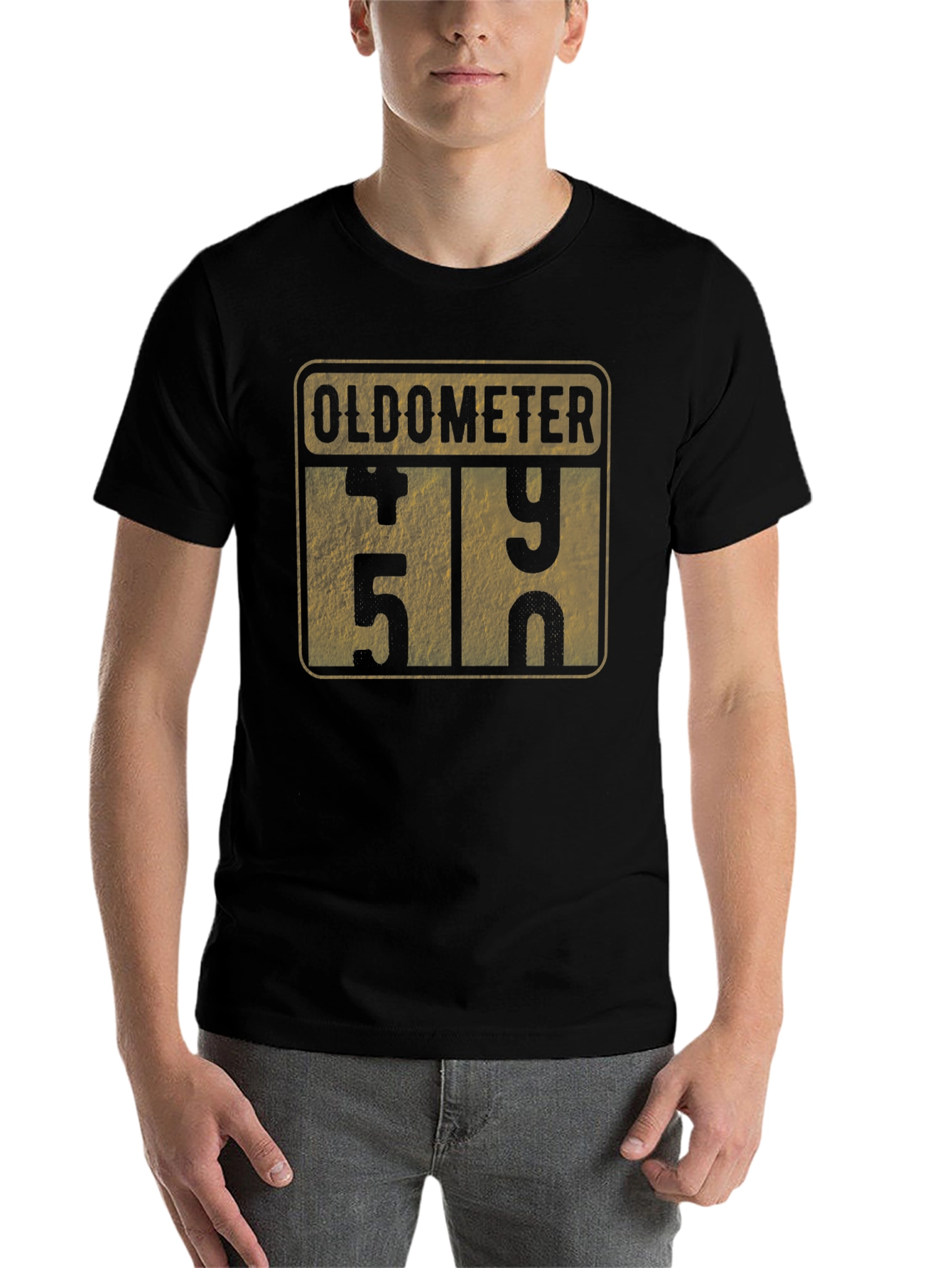 Black Oldometer Funny Birthday T-Shirt view 7