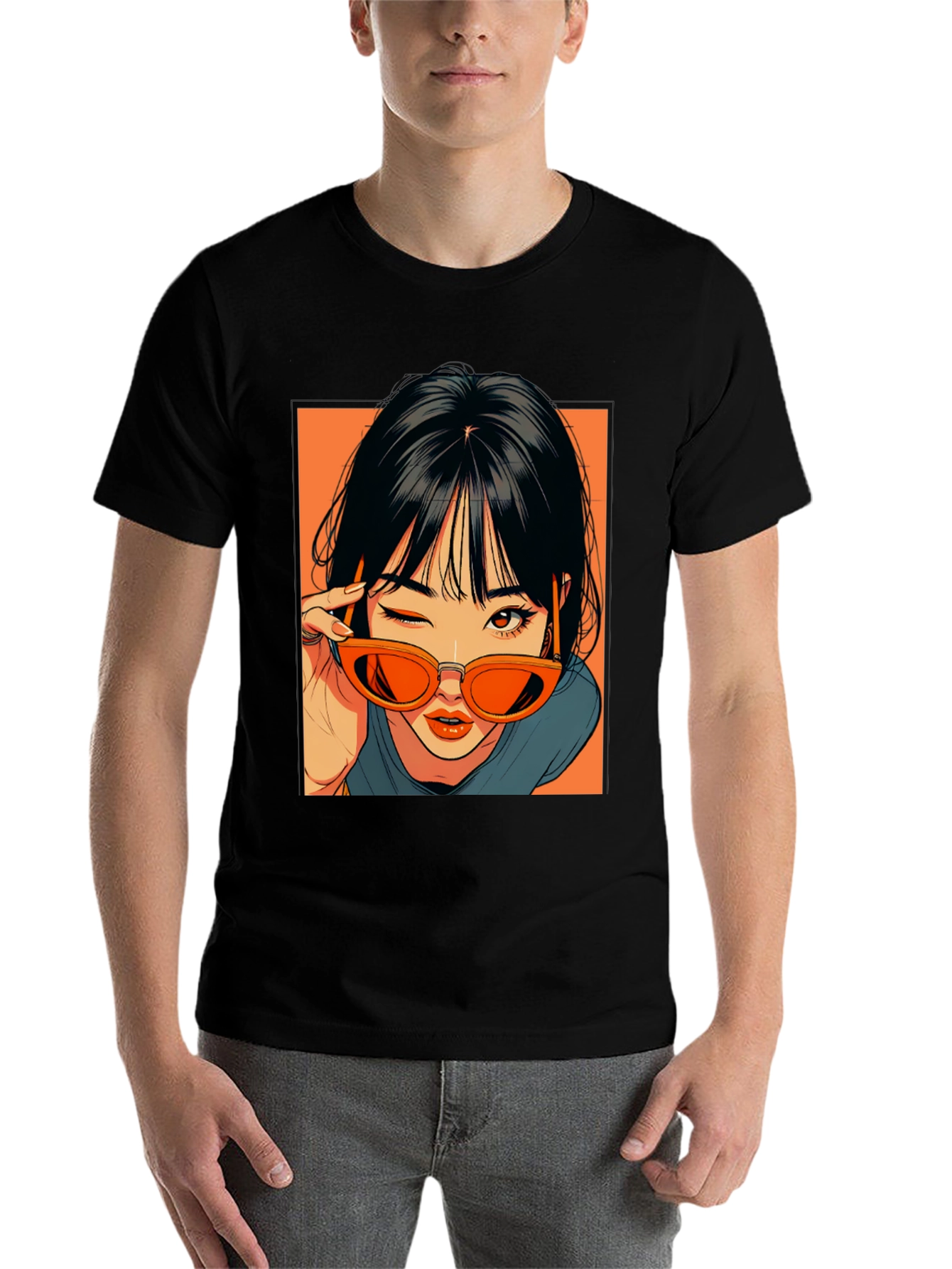 Black Anime Girl Graphic Tee - Retro Style view 7