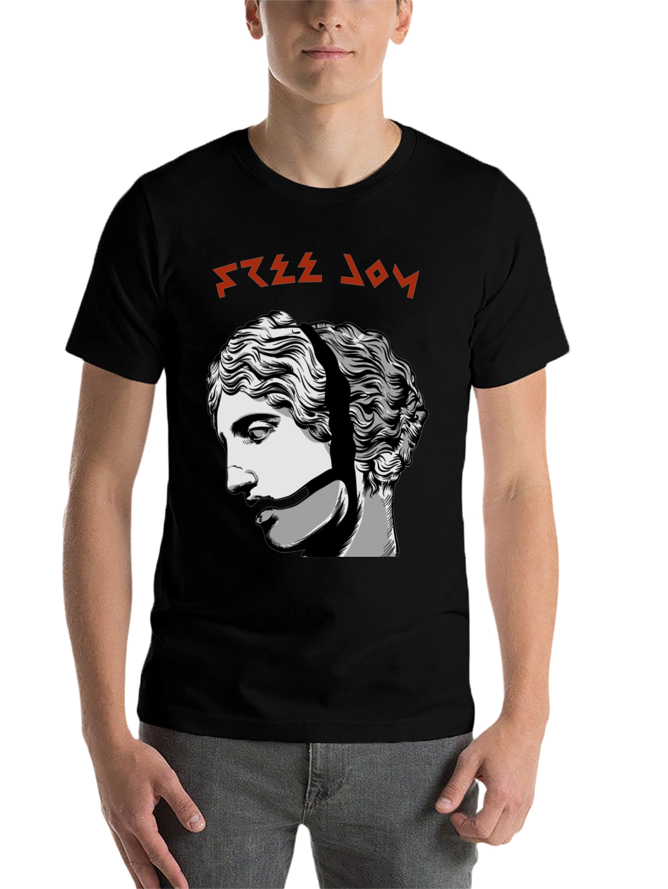 Black Free Joy Graphic Tee - Black Cotton T-Shirt view 7