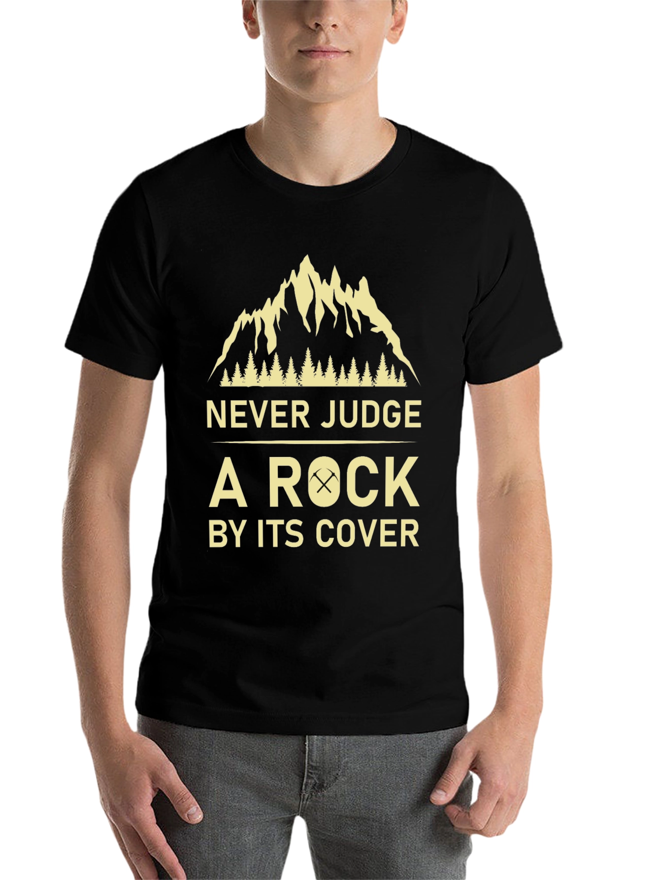Black Never Judge a Rock Funny T-Shirt view 7