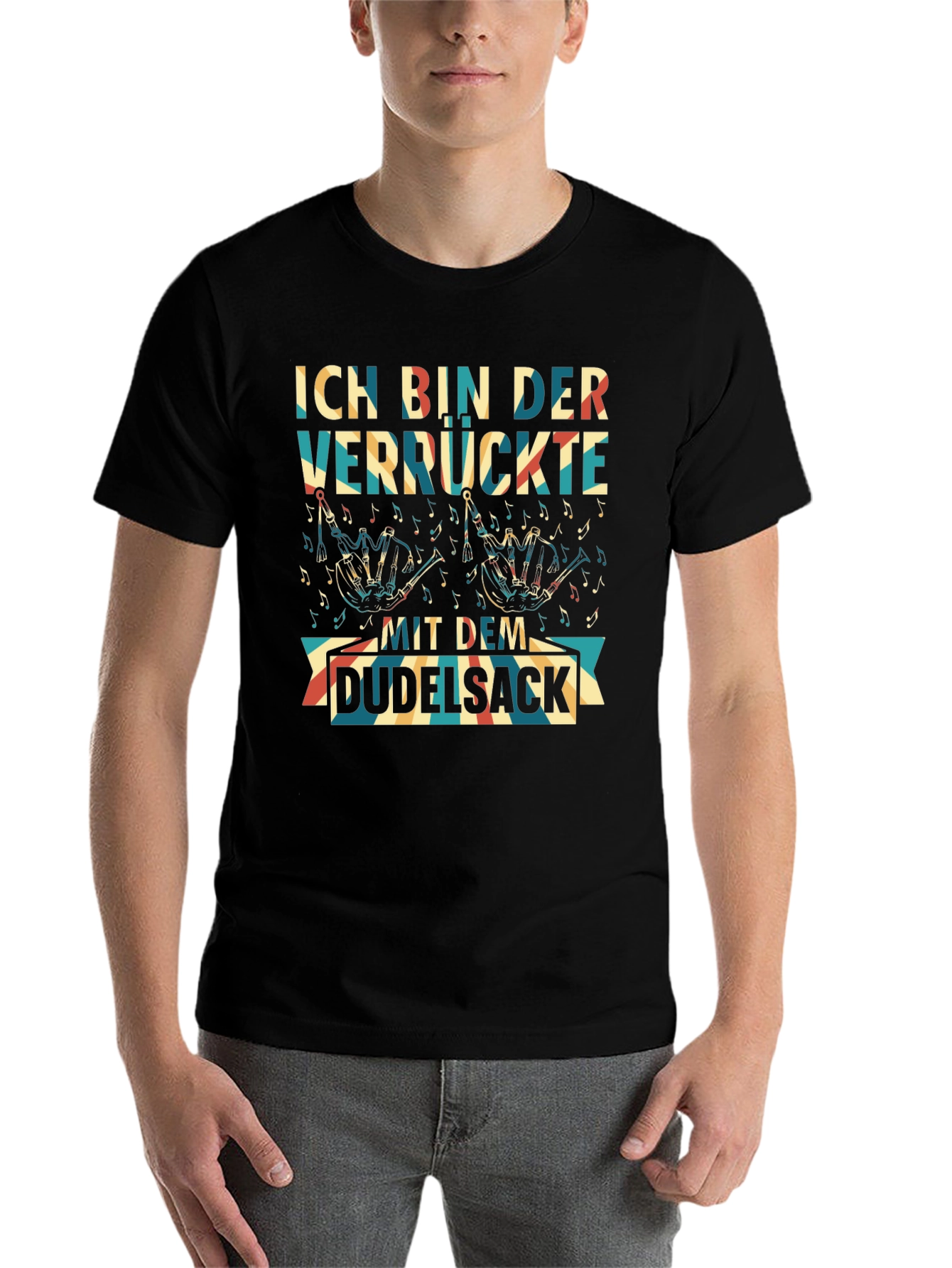 Black Ich Bin Der Verrückte Mit Dem Dudelsack T-Shirt view 7