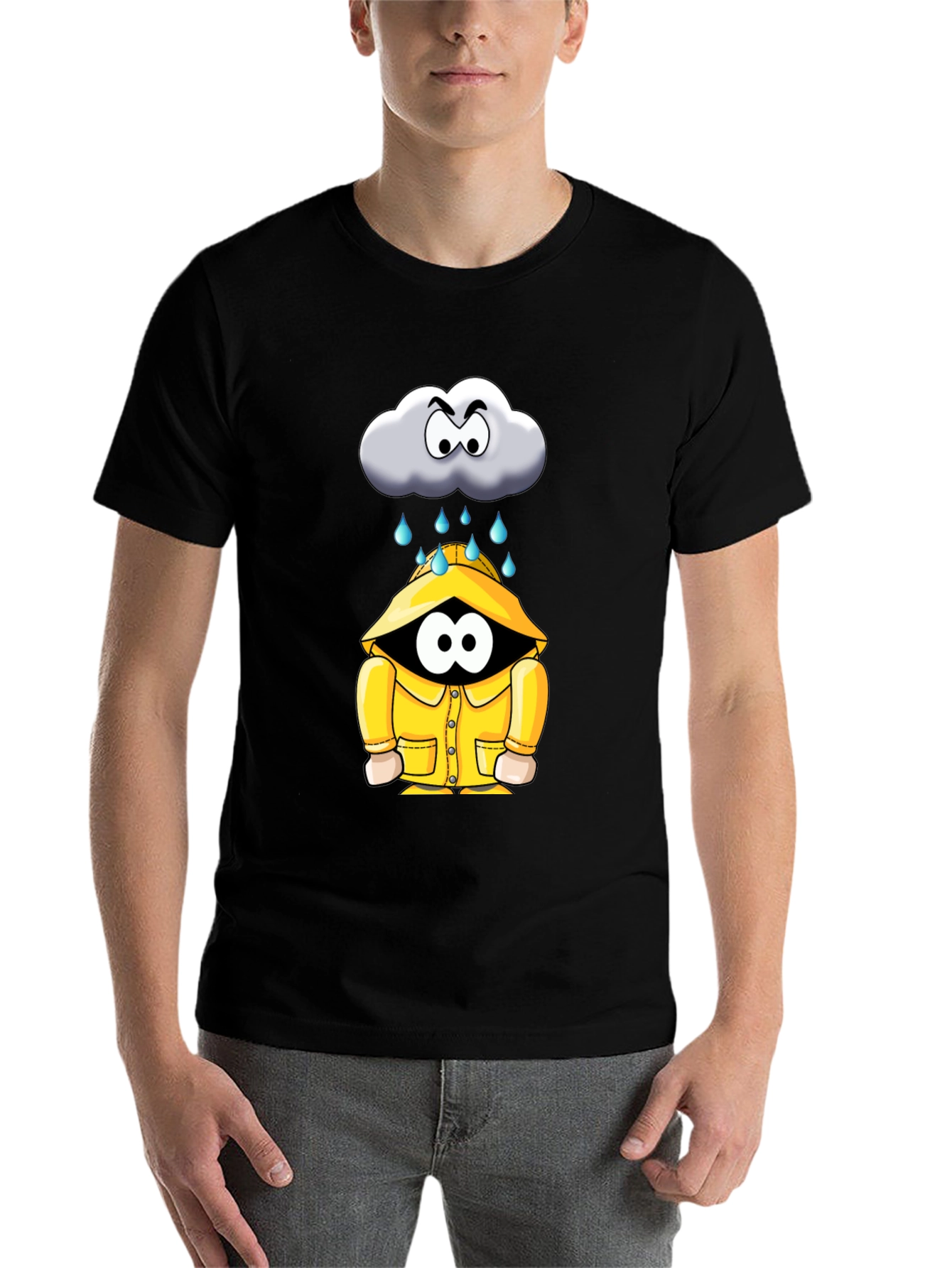 Black Rain Cloud Cartoon Graphic Tee view 7