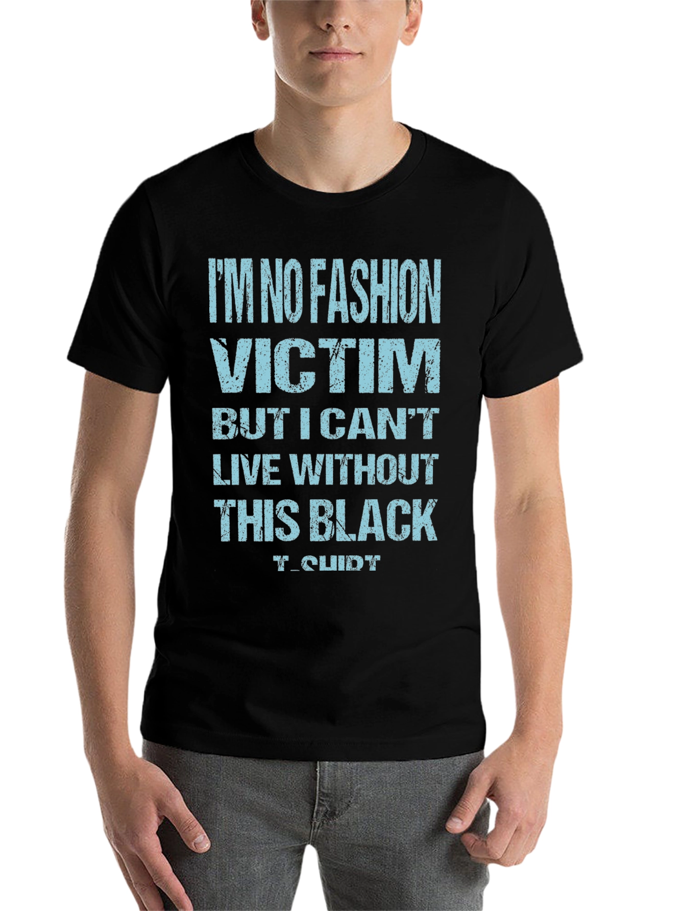 Black Funny 'No Fashion Victim' Black T-Shirt view 7
